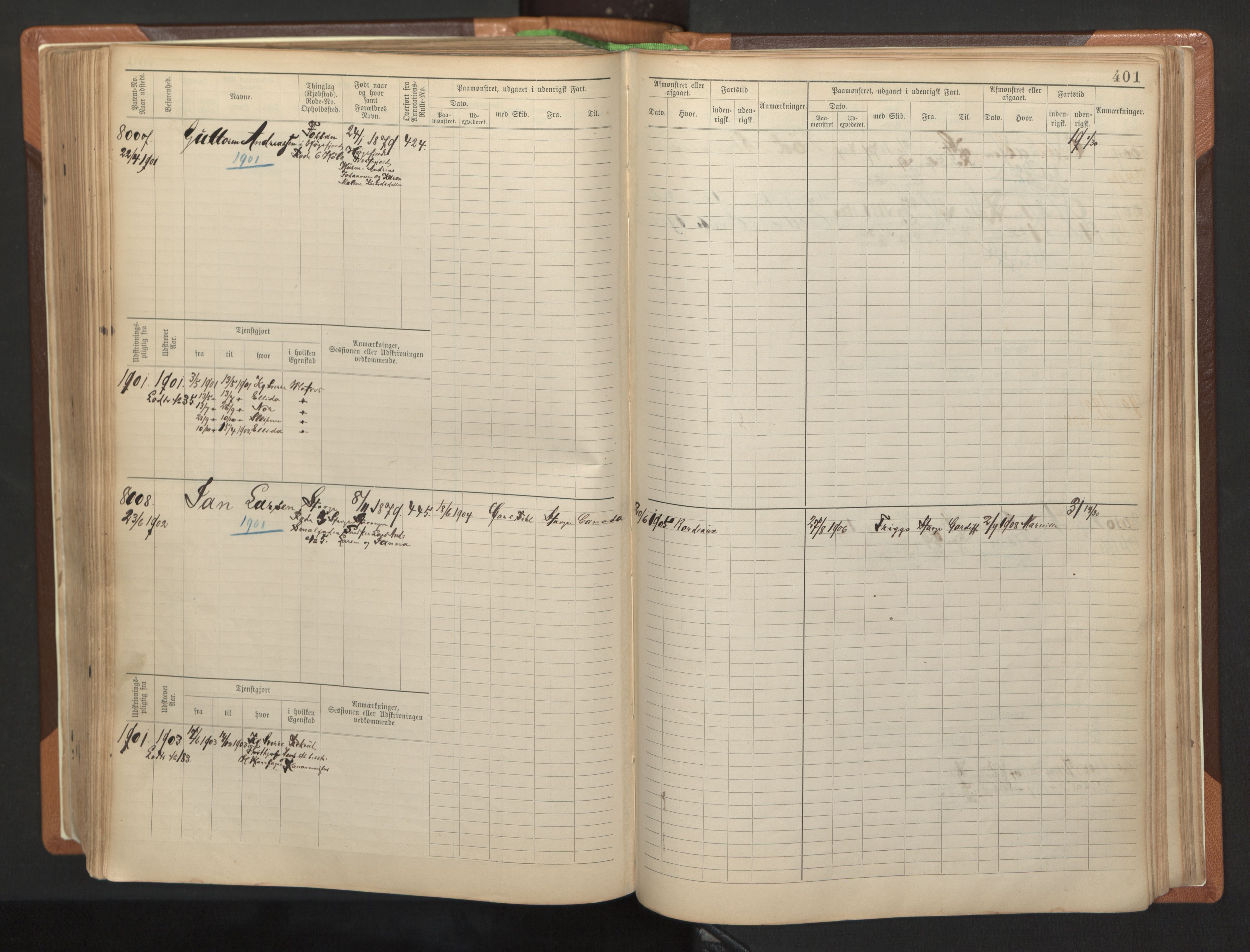 Stavanger sjømannskontor, AV/SAST-A-102006/F/Fb/Fbb/L0012: Sjøfartshovedrulle, patentnr. 7207-8158, 1894-1904, s. 404