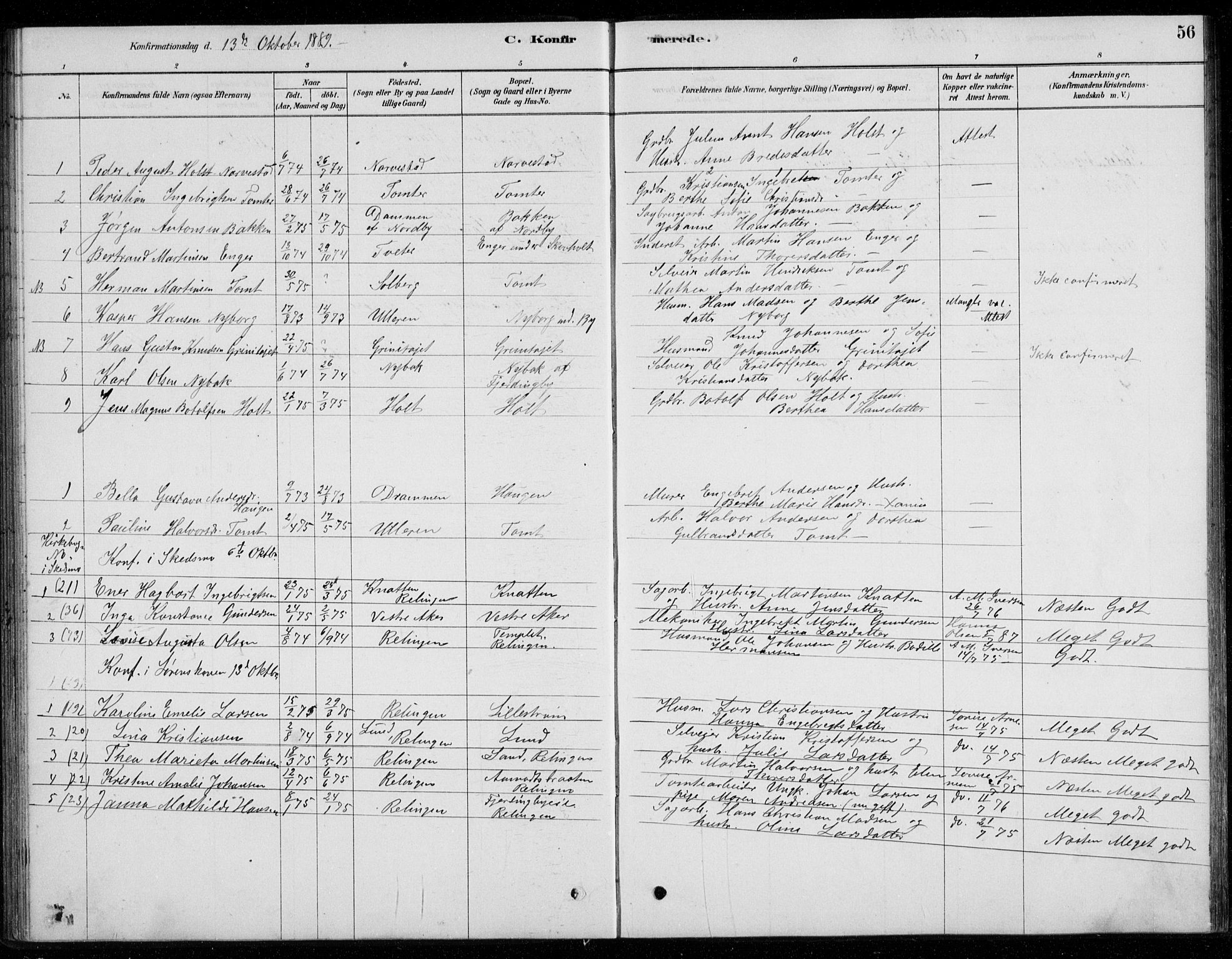 Fet prestekontor Kirkebøker, AV/SAO-A-10370a/G/Gb/L0002: Klokkerbok nr. II 2, 1878-1911, s. 56