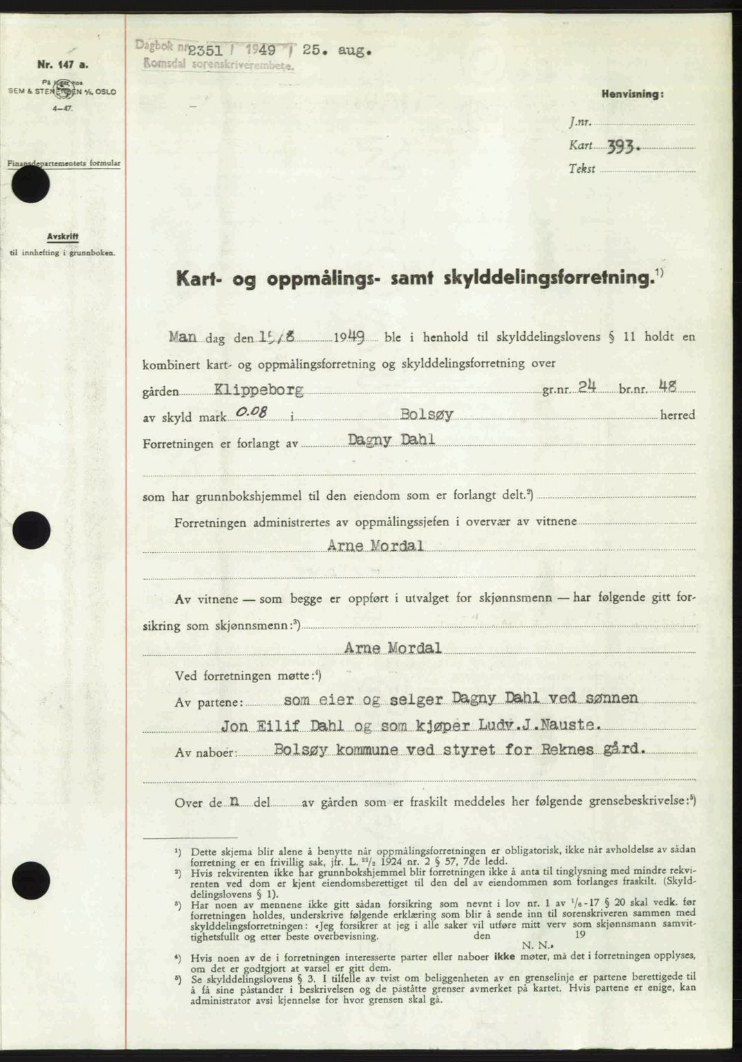 Romsdal sorenskriveri, SAT/A-4149/1/2/2C: Pantebok nr. A30, 1949-1949, Dagboknr: 2351/1949