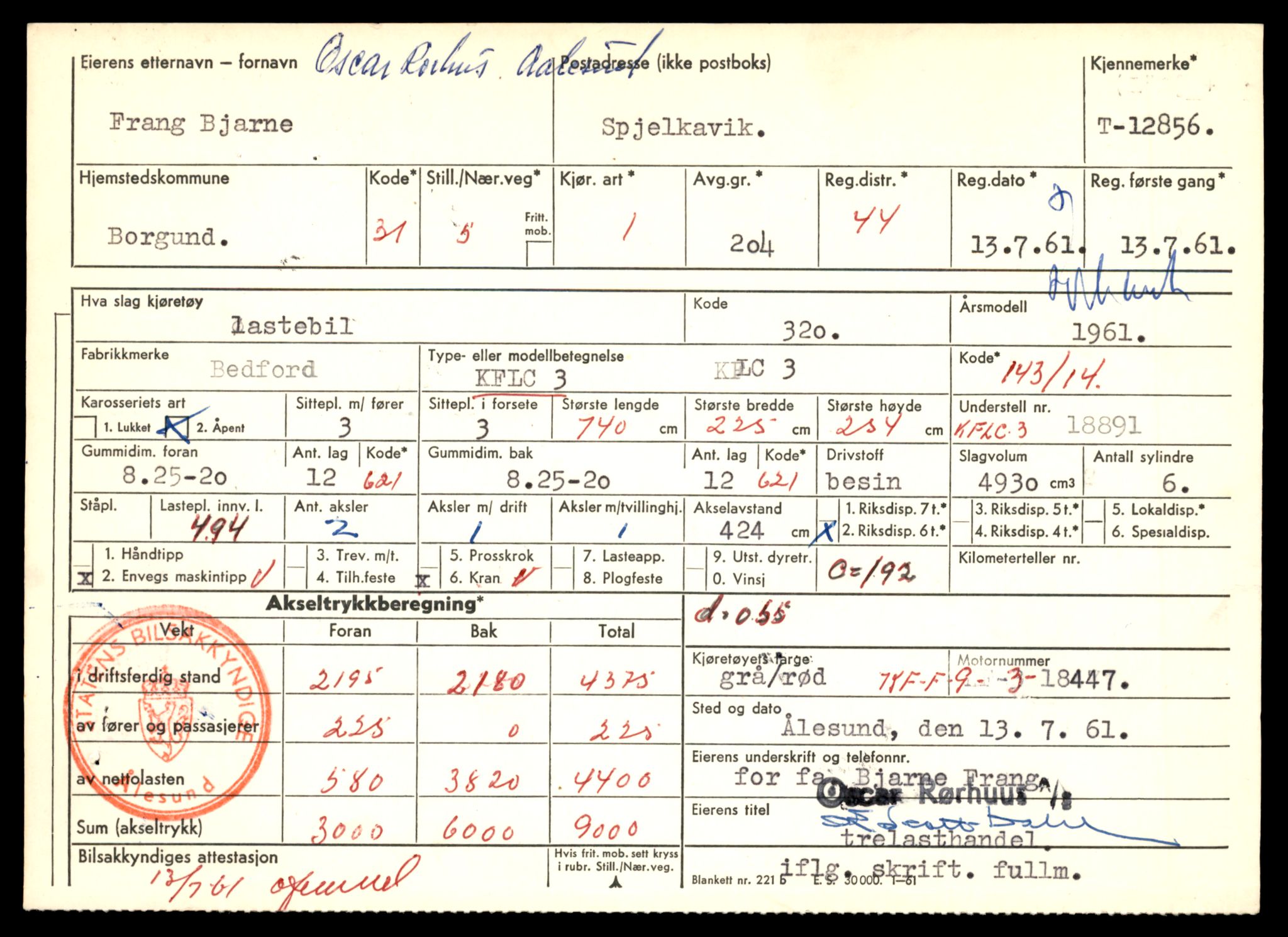 Møre og Romsdal vegkontor - Ålesund trafikkstasjon, AV/SAT-A-4099/F/Fe/L0036: Registreringskort for kjøretøy T 12831 - T 13030, 1927-1998, s. 513