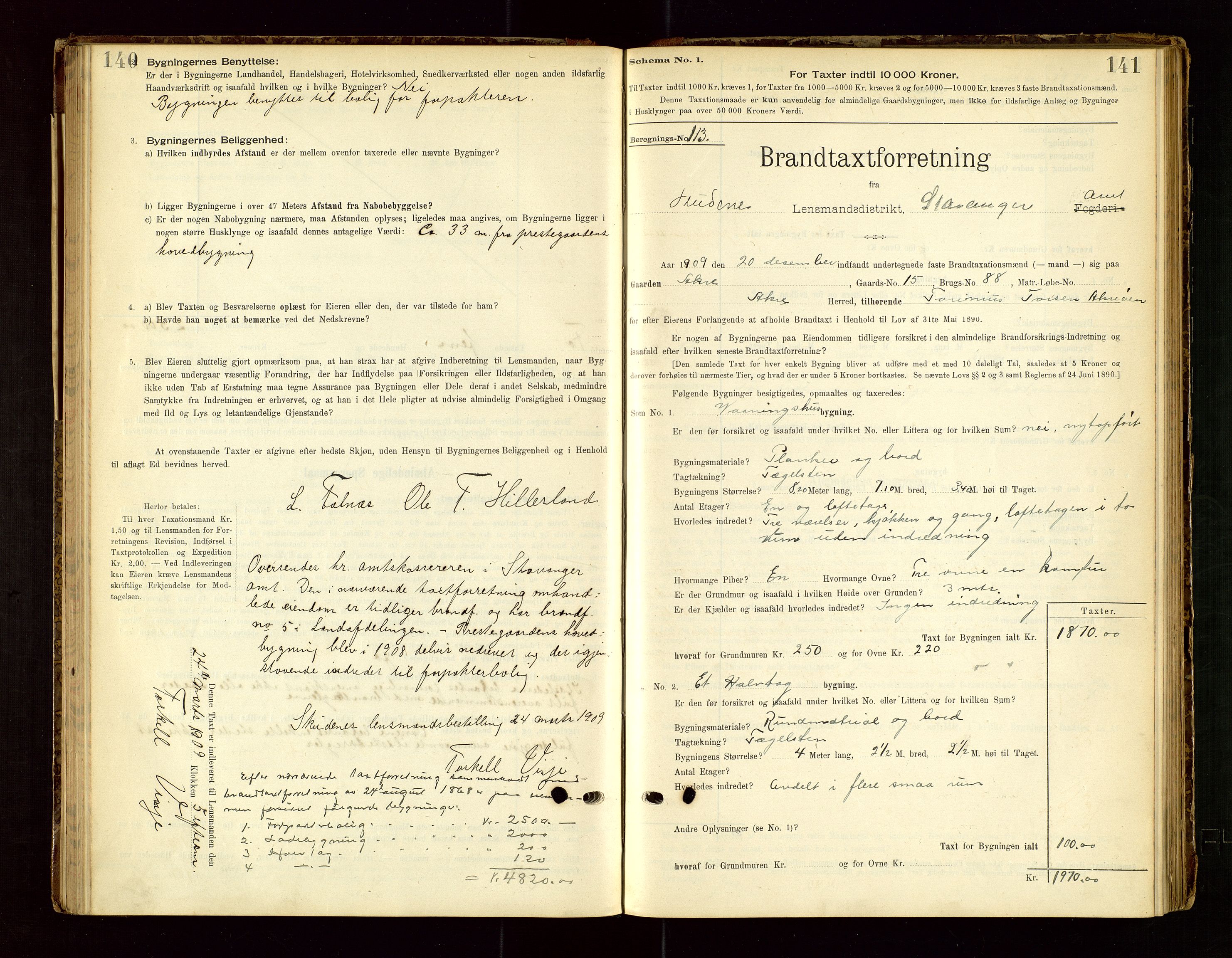 Skudenes lensmannskontor, AV/SAST-A-100444/Gob/L0001: "Brandtaxationsprotokoll", 1895-1924, s. 140-141