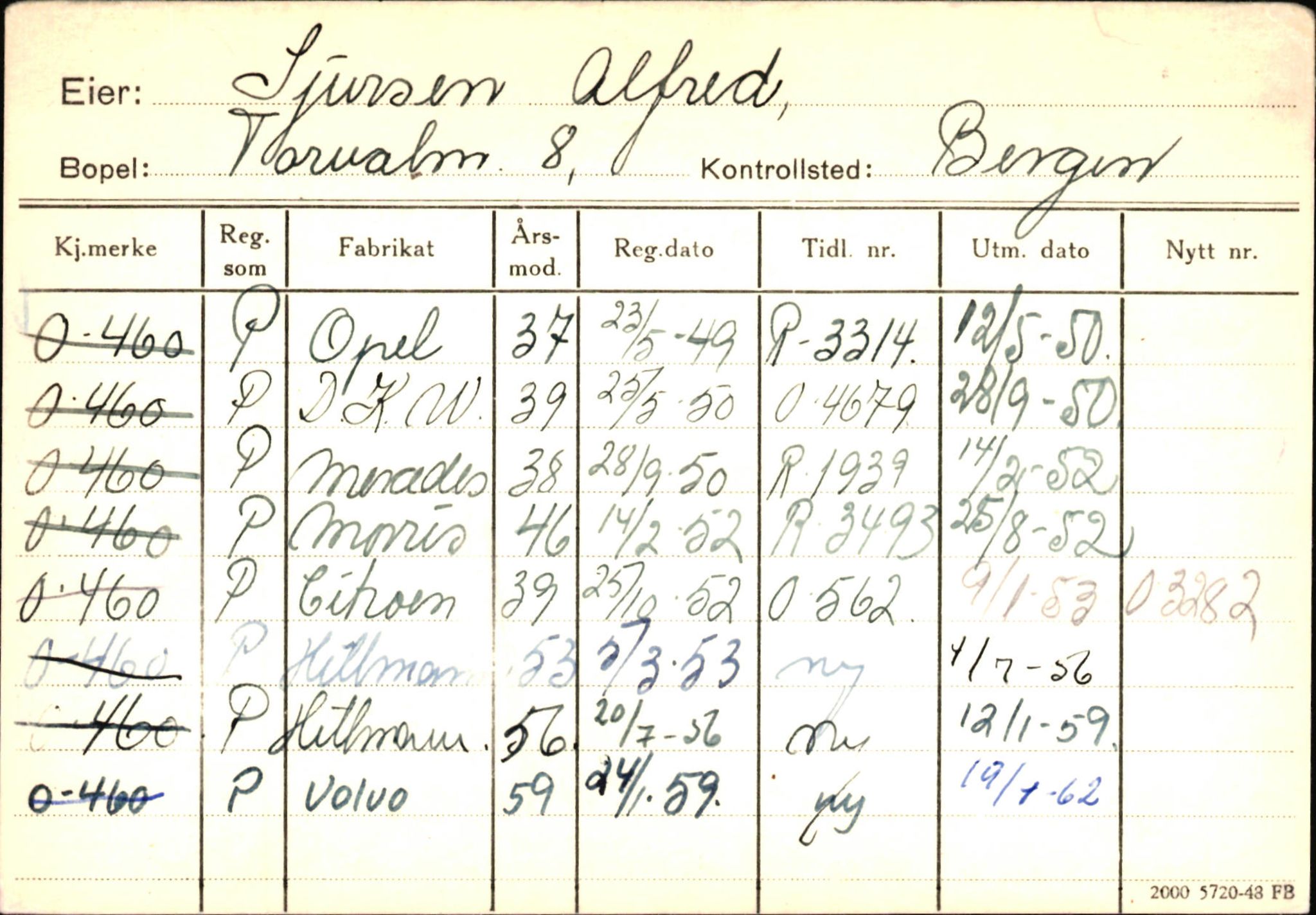 Statens vegvesen, Hordaland vegkontor, AV/SAB-A-5201/2/Hb/L0031: O-eierkort S, 1920-1971, s. 10