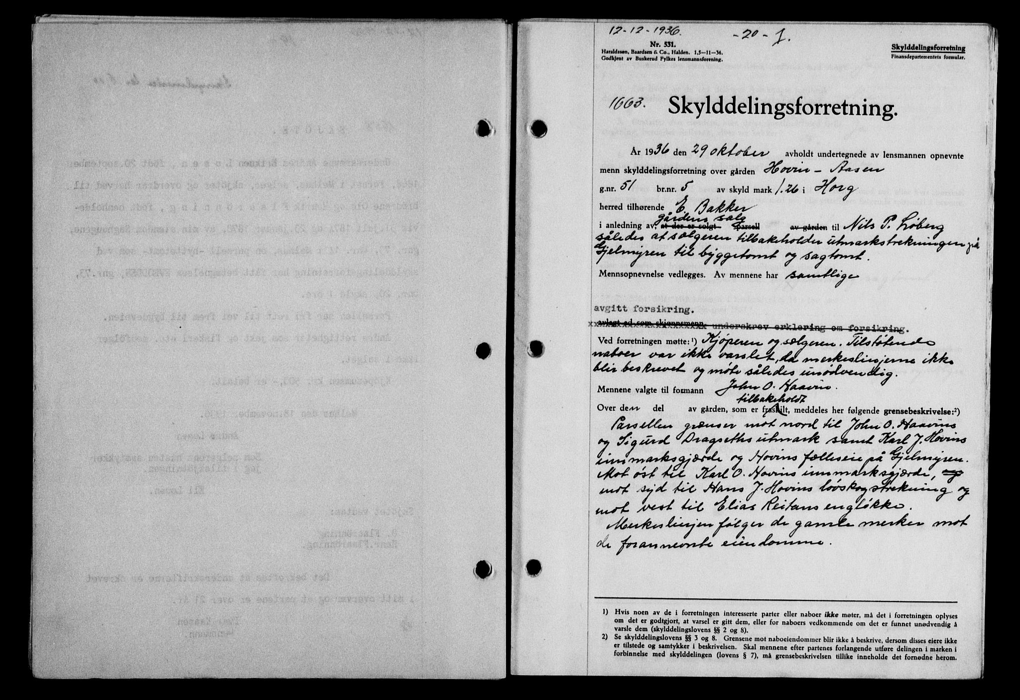 Gauldal sorenskriveri, SAT/A-0014/1/2/2C/L0046: Pantebok nr. 49-50, 1936-1937, Dagboknr: 1663/1936