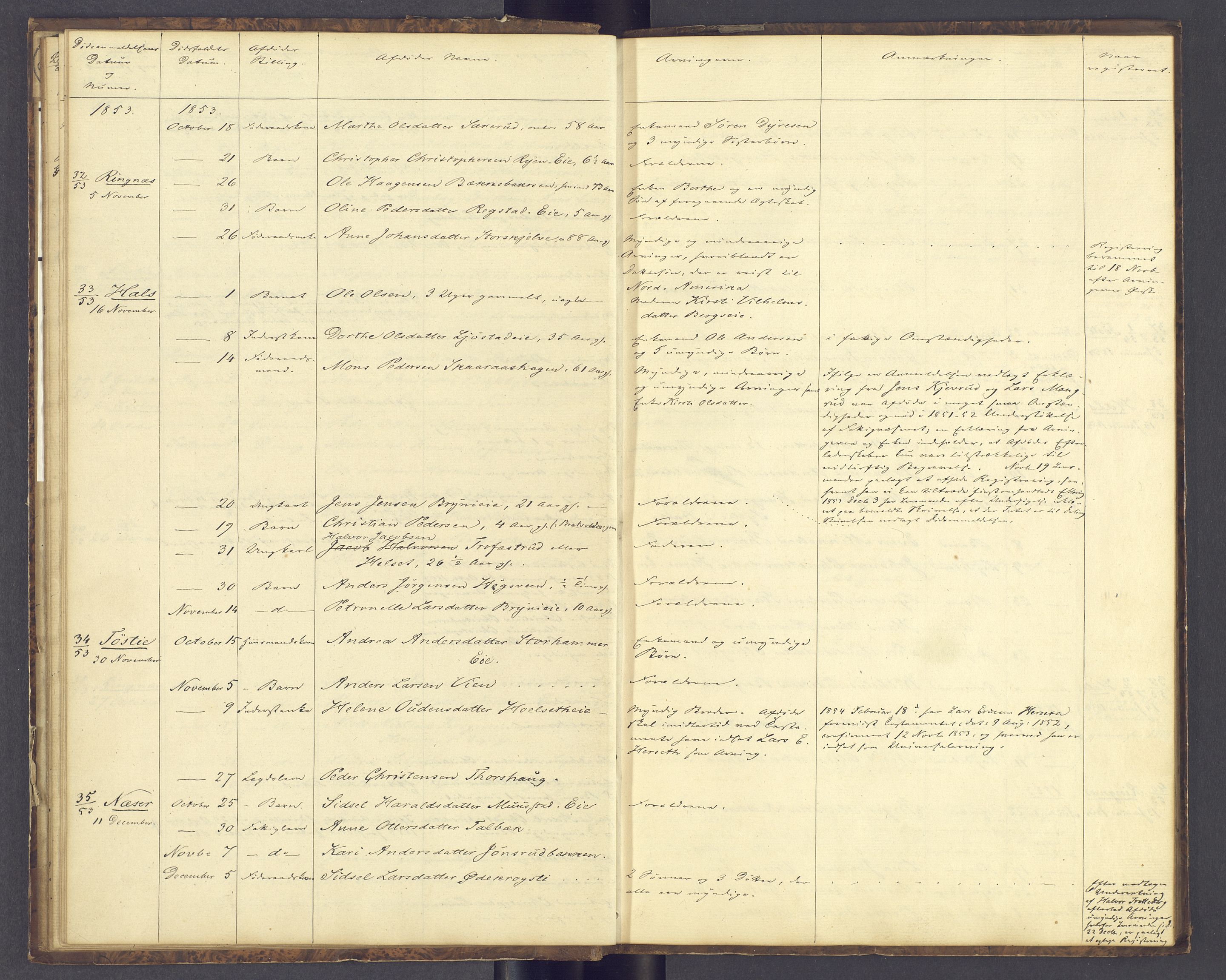 Sør-Hedmark sorenskriveri, AV/SAH-TING-014/J/Jd/Jda/L0003: Dødsfallsprotokoll, 1852-1862