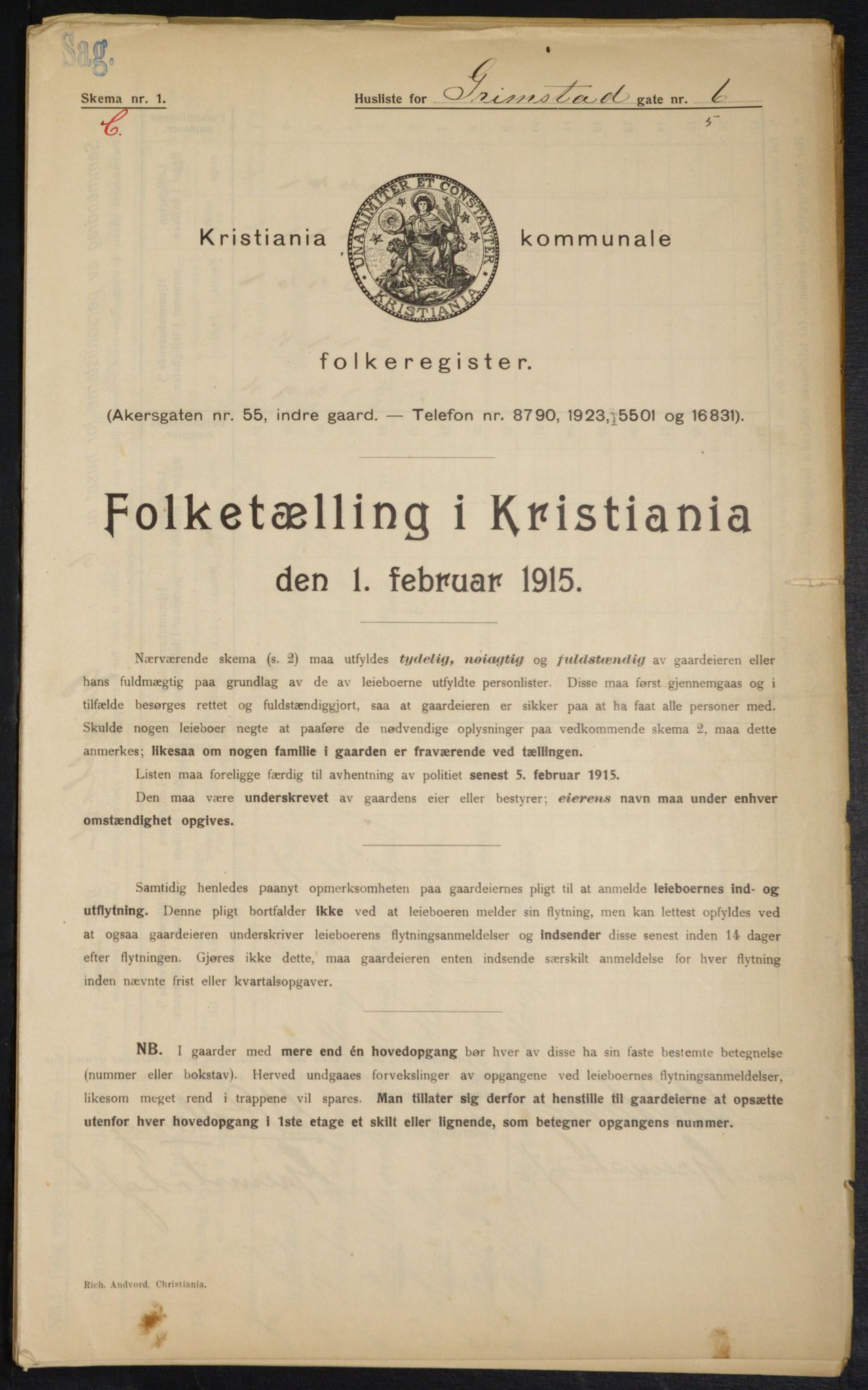 OBA, Kommunal folketelling 1.2.1915 for Kristiania, 1915, s. 29574