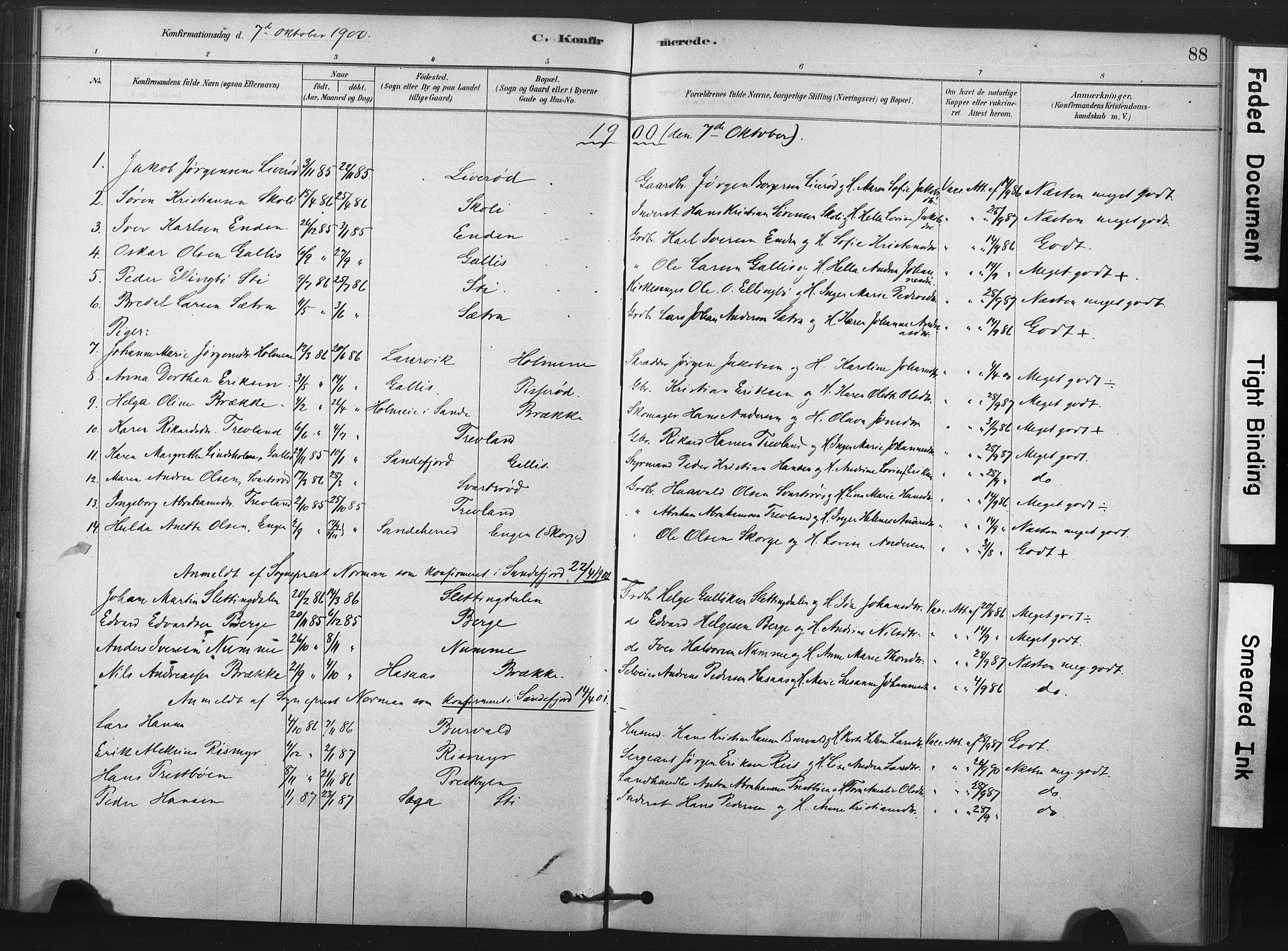 Andebu kirkebøker, AV/SAKO-A-336/F/Fc/L0001: Ministerialbok nr. III 1, 1878-1902, s. 88