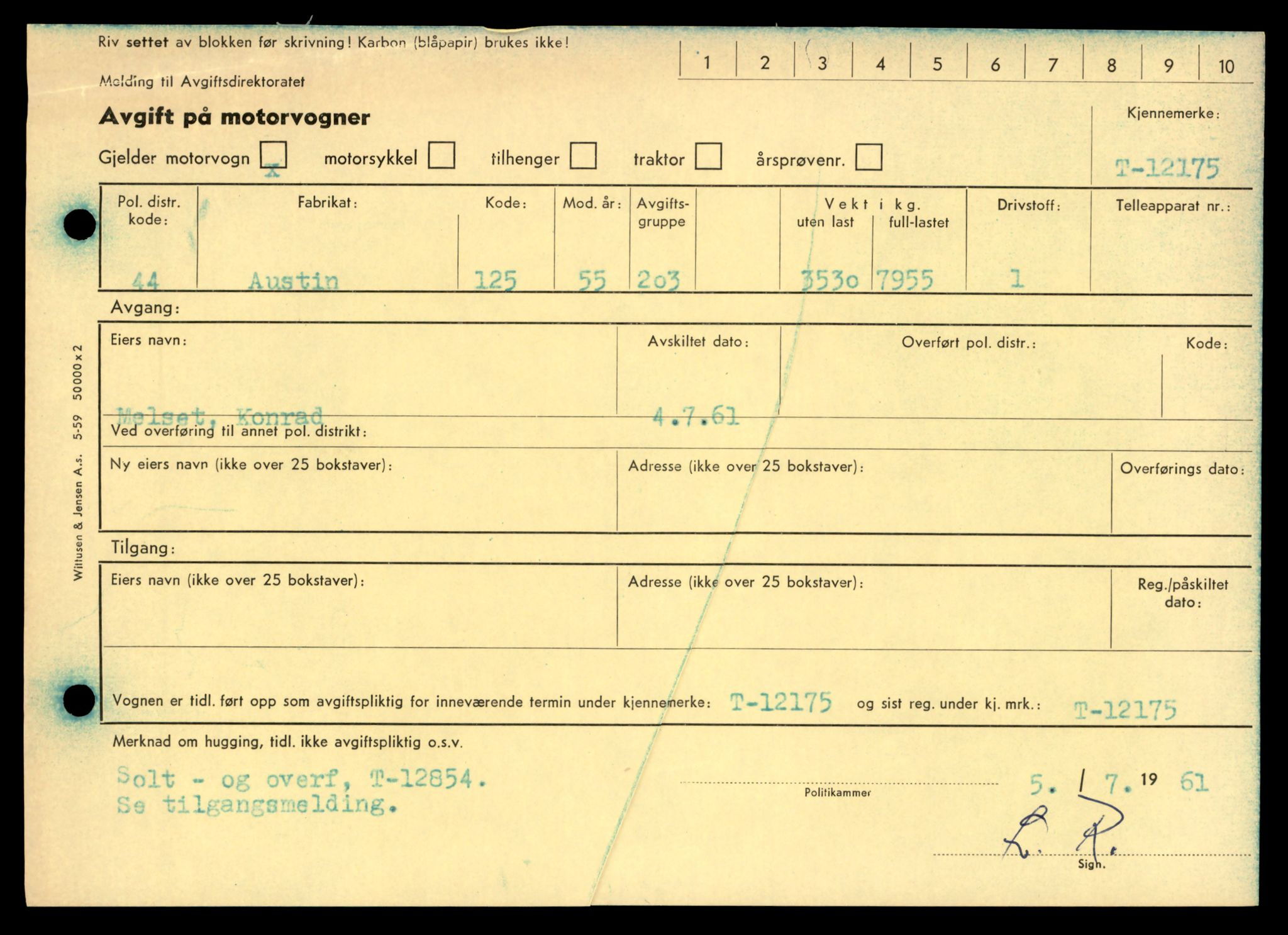 Møre og Romsdal vegkontor - Ålesund trafikkstasjon, AV/SAT-A-4099/F/Fe/L0036: Registreringskort for kjøretøy T 12831 - T 13030, 1927-1998, s. 475