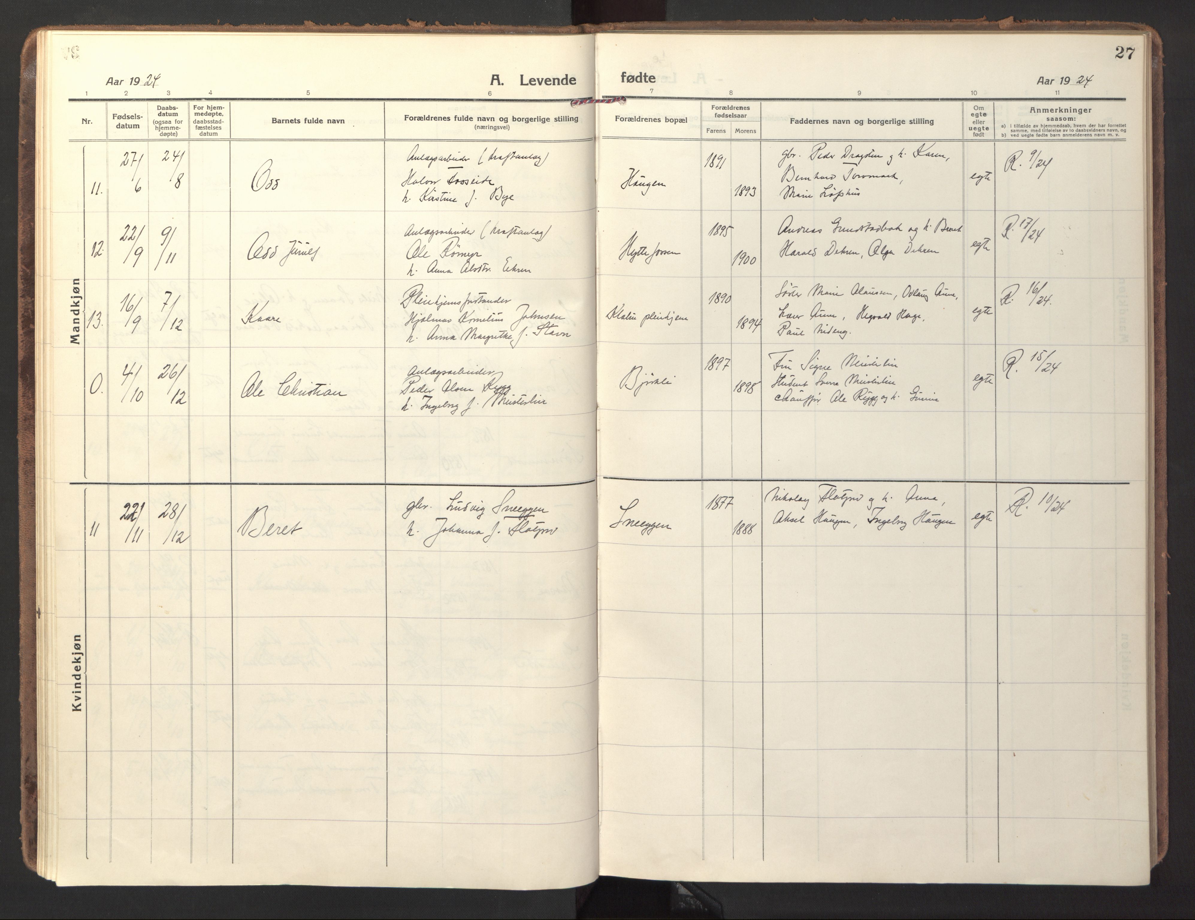 Ministerialprotokoller, klokkerbøker og fødselsregistre - Sør-Trøndelag, AV/SAT-A-1456/618/L0449: Ministerialbok nr. 618A12, 1917-1924, s. 27