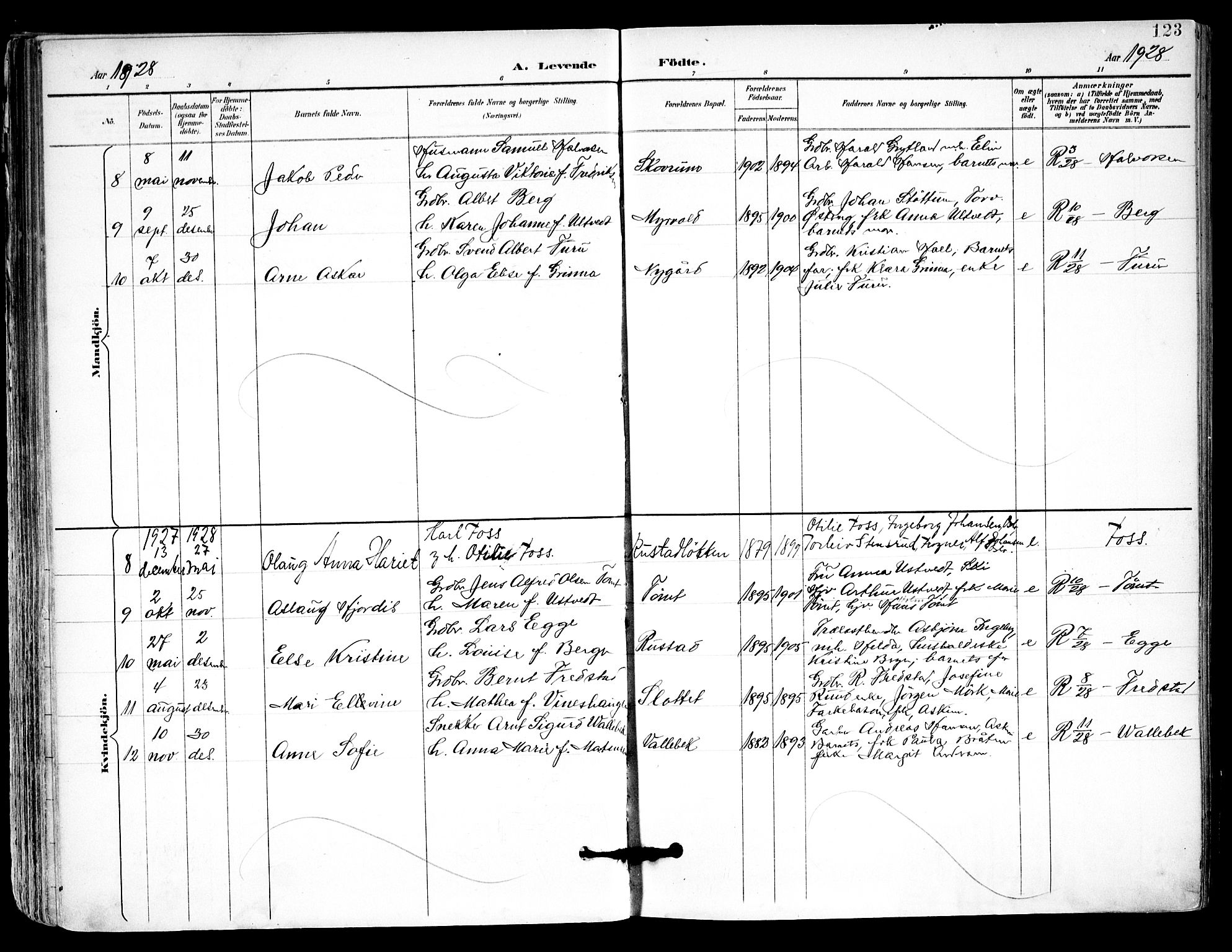 Kråkstad prestekontor Kirkebøker, AV/SAO-A-10125a/F/Fa/L0010: Ministerialbok nr. I 10, 1893-1931, s. 123