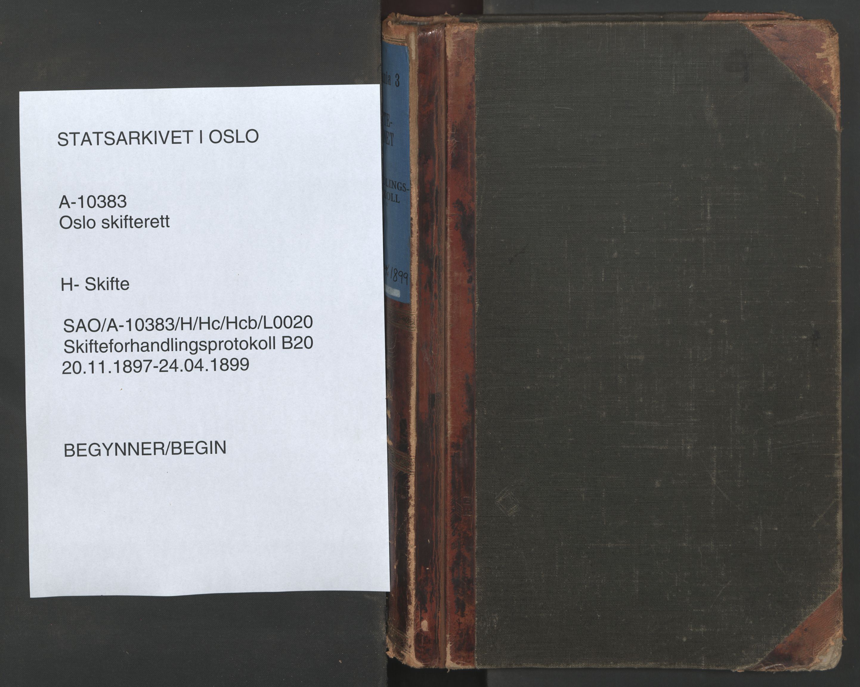 Oslo skifterett, SAO/A-10383/H/Hc/Hcb/L0020: Skifteforhandlingsprotokoll, 1897-1899