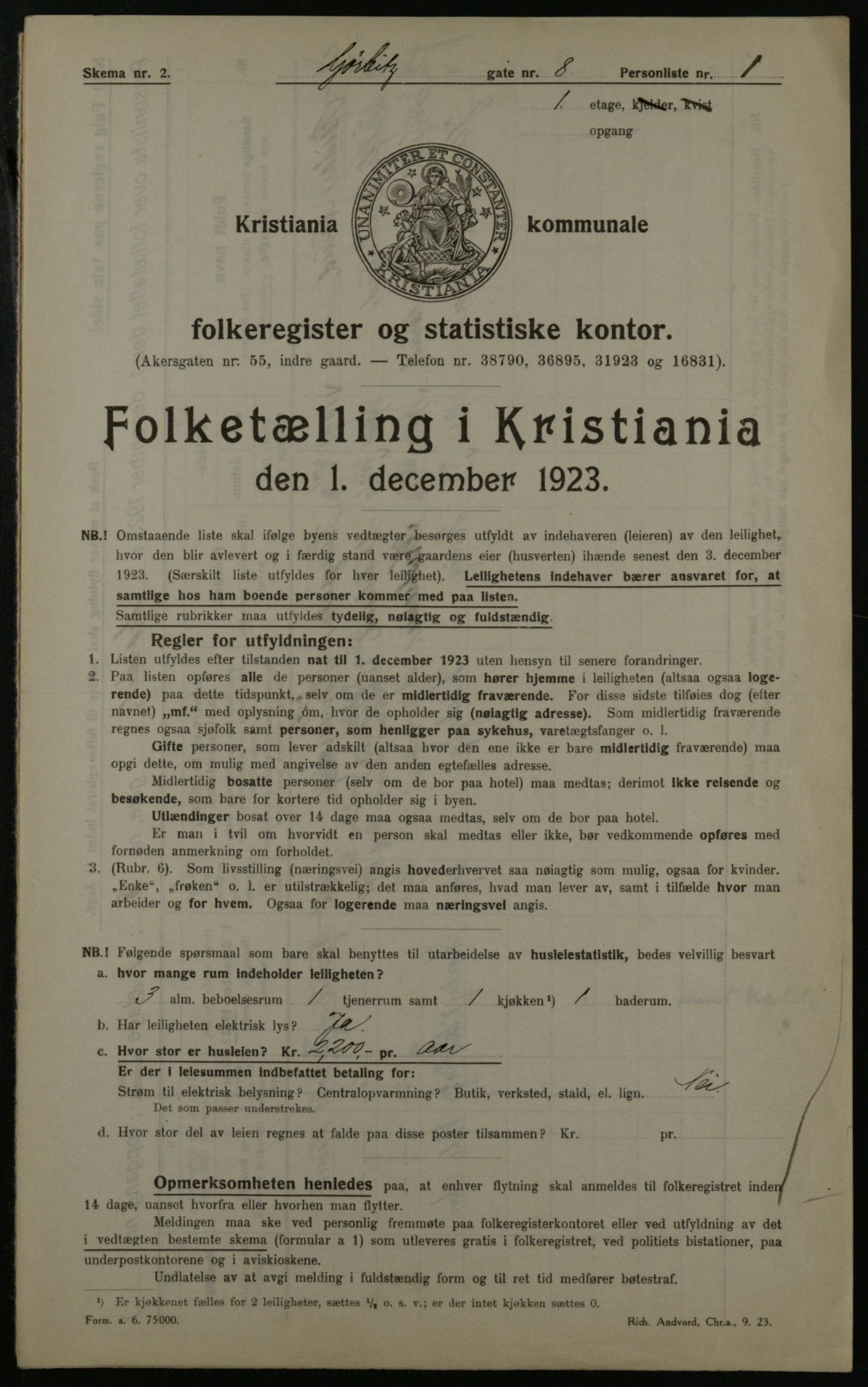 OBA, Kommunal folketelling 1.12.1923 for Kristiania, 1923, s. 36669