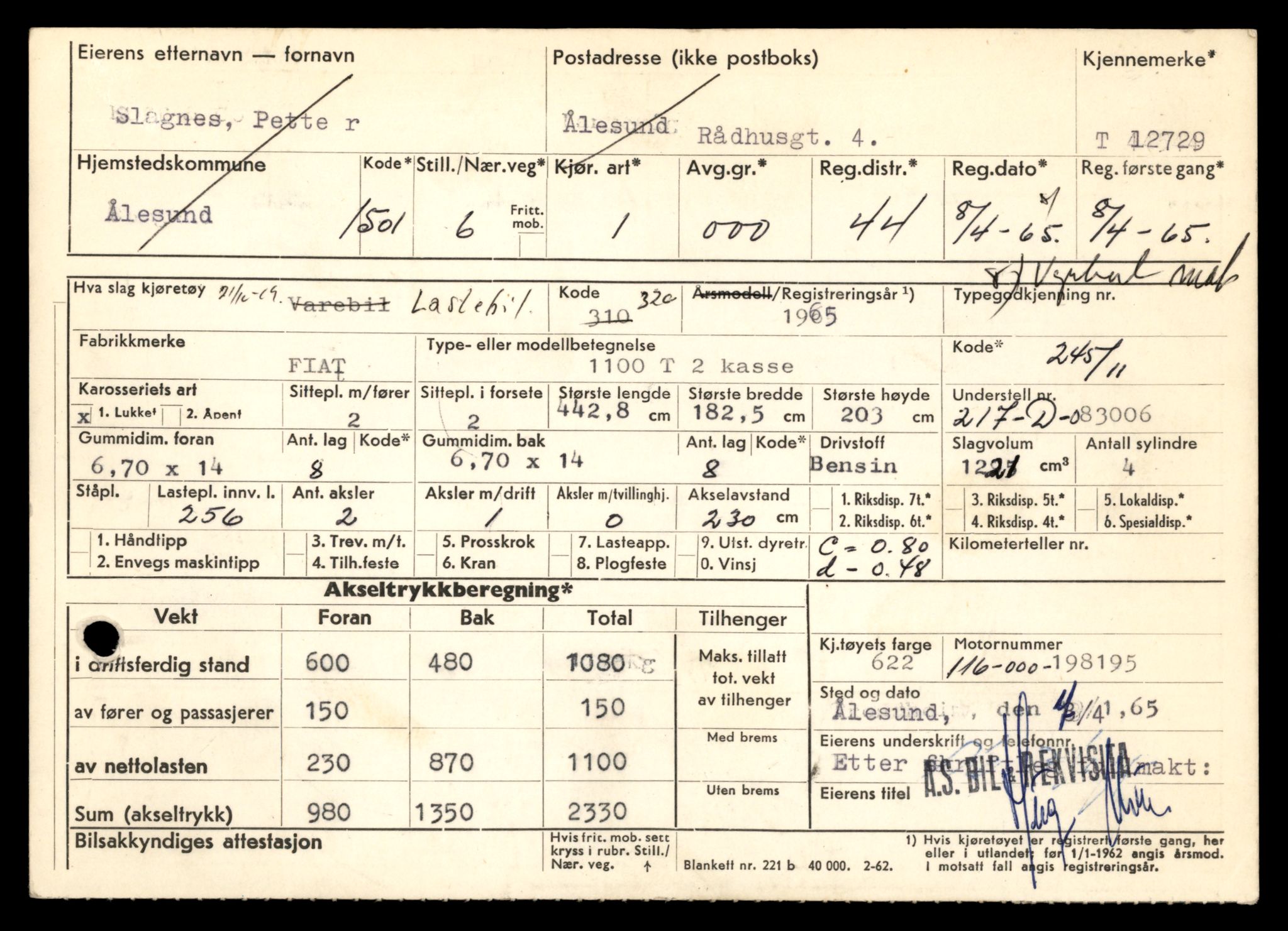 Møre og Romsdal vegkontor - Ålesund trafikkstasjon, AV/SAT-A-4099/F/Fe/L0035: Registreringskort for kjøretøy T 12653 - T 12829, 1927-1998, s. 1428