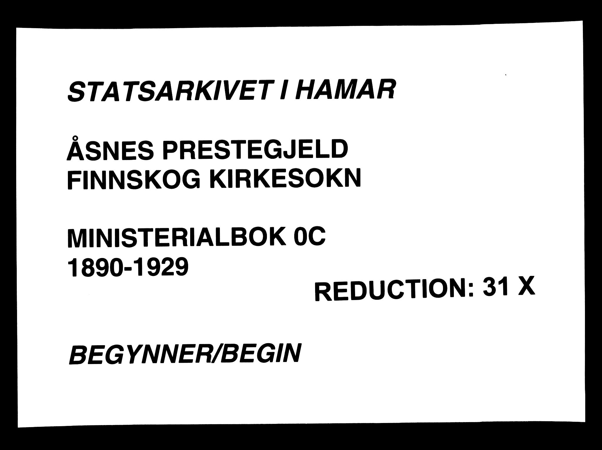 Åsnes prestekontor, SAH/PREST-042/H/Ha/Haa/L0000E: Ministerialbok nr. 0C, 1890-1929