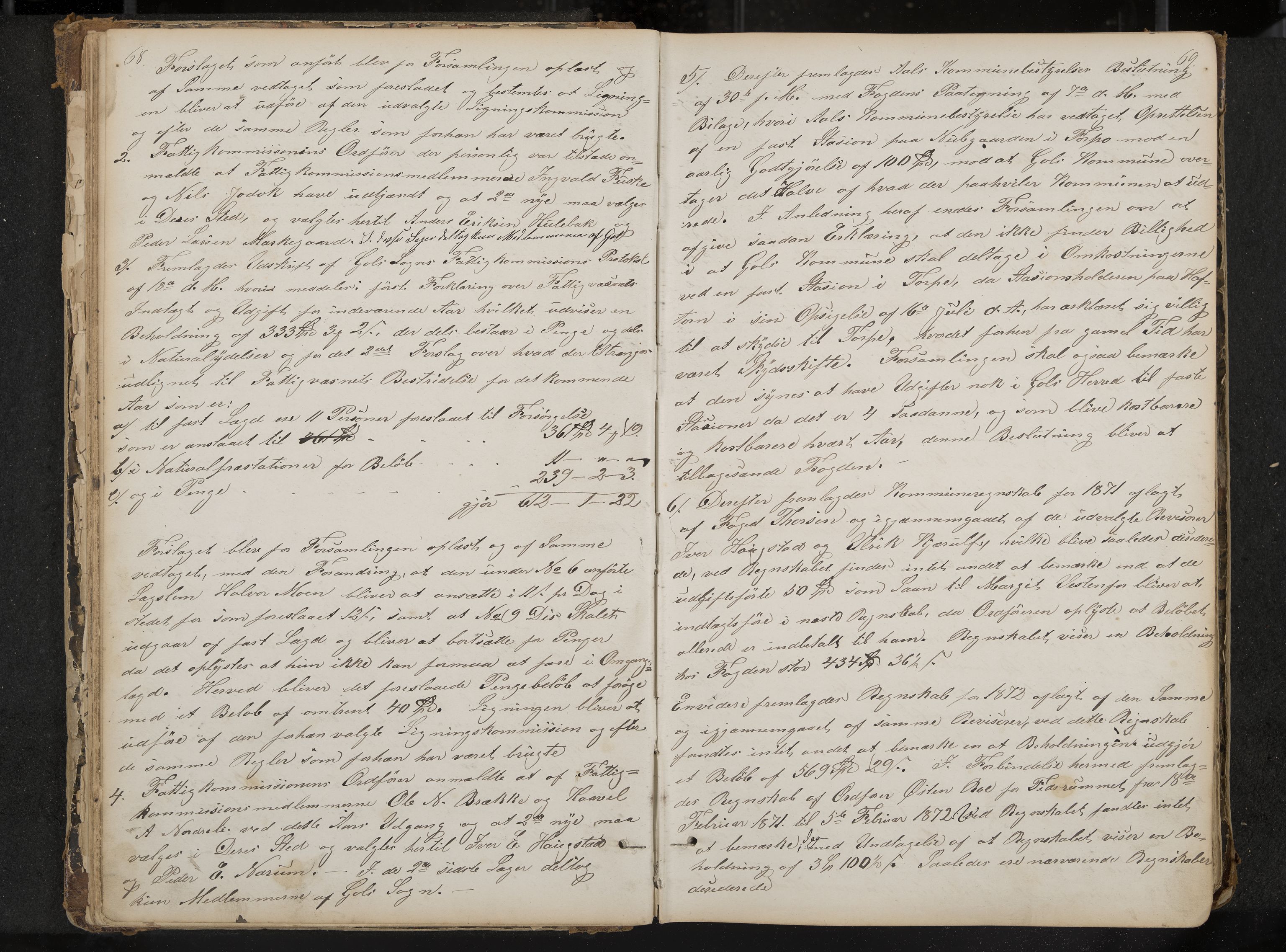 Gol formannskap og sentraladministrasjon, IKAK/0617021-1/A/Aa/L0002: Møtebok med register, 1870-1892, s. 68-69