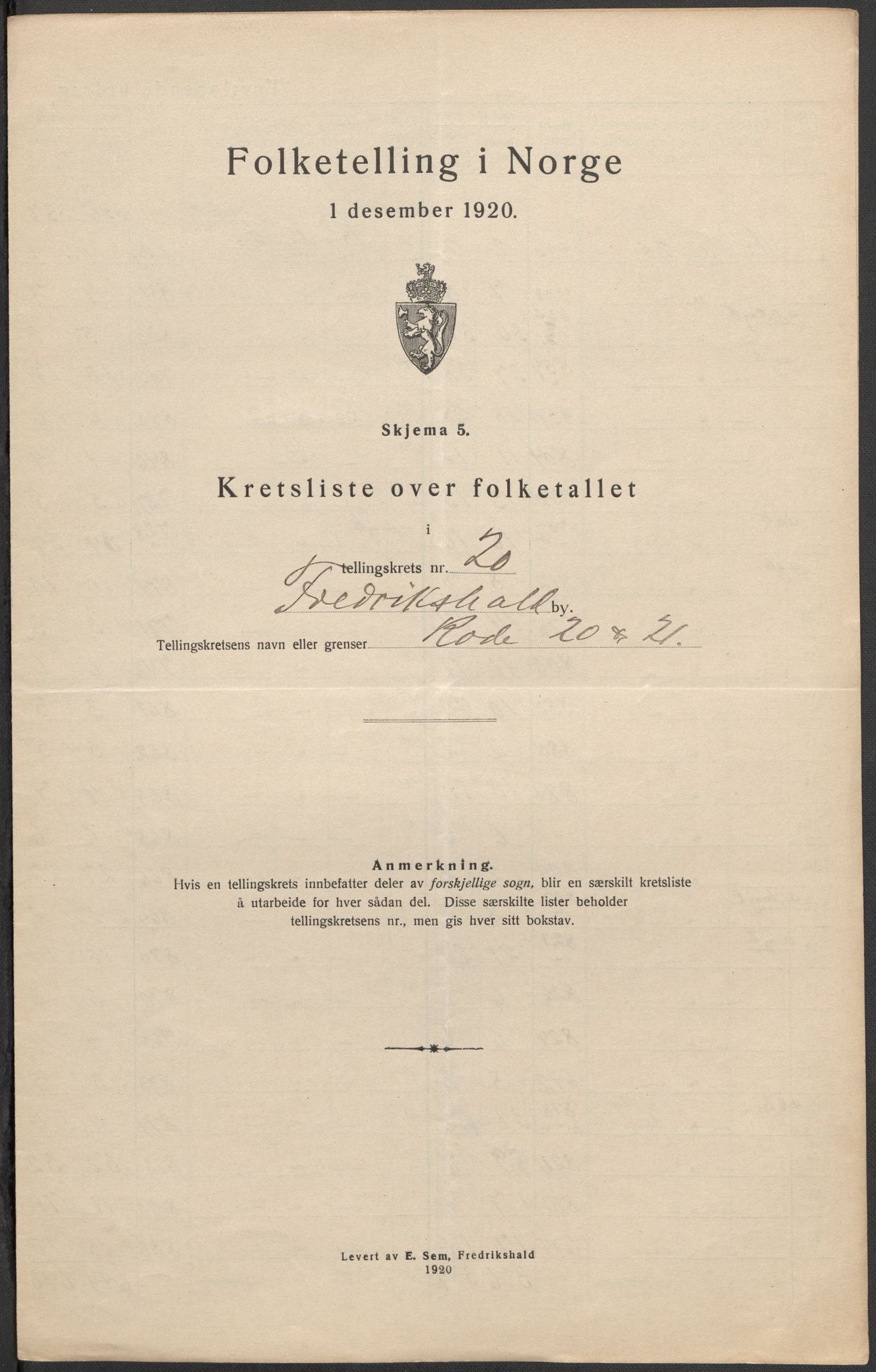 SAO, Folketelling 1920 for 0101 Fredrikshald kjøpstad, 1920, s. 63