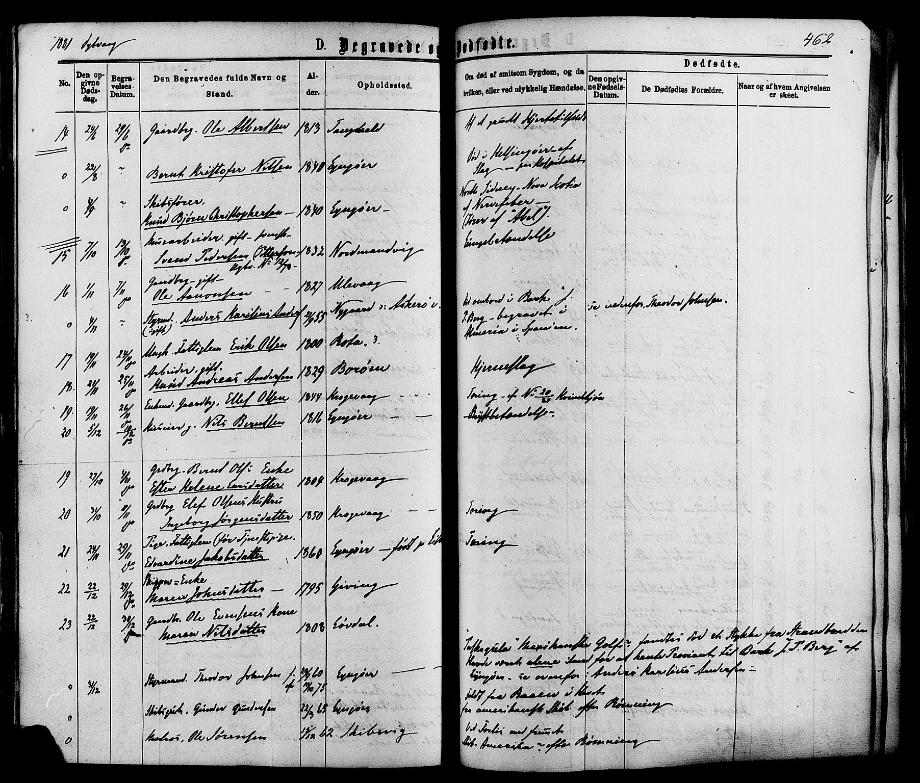 Dypvåg sokneprestkontor, AV/SAK-1111-0007/F/Fa/Faa/L0007: Ministerialbok nr. A 7/ 1, 1872-1884, s. 462