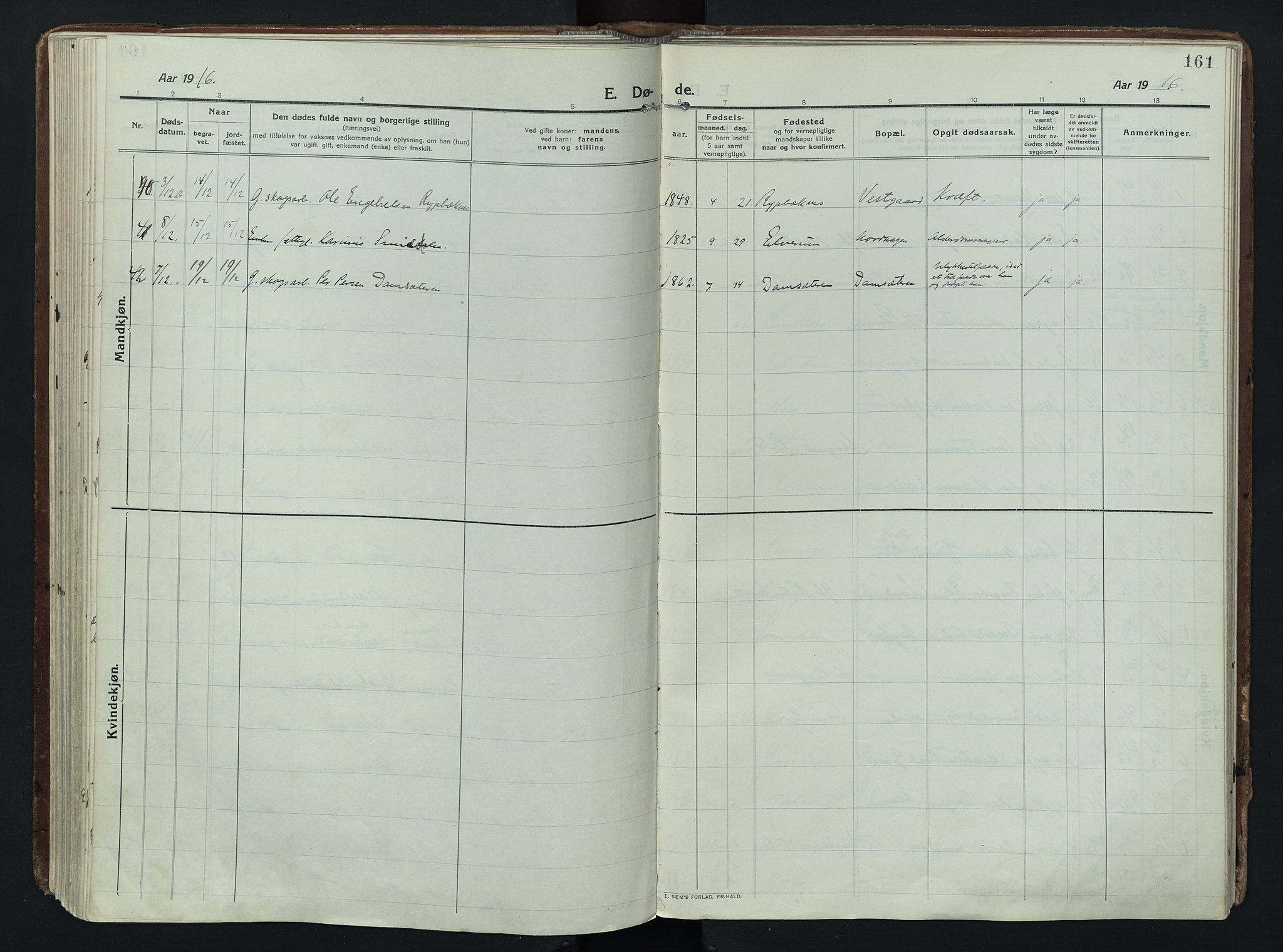 Trysil prestekontor, AV/SAH-PREST-046/H/Ha/Haa/L0014: Ministerialbok nr. 14, 1912-1923, s. 161