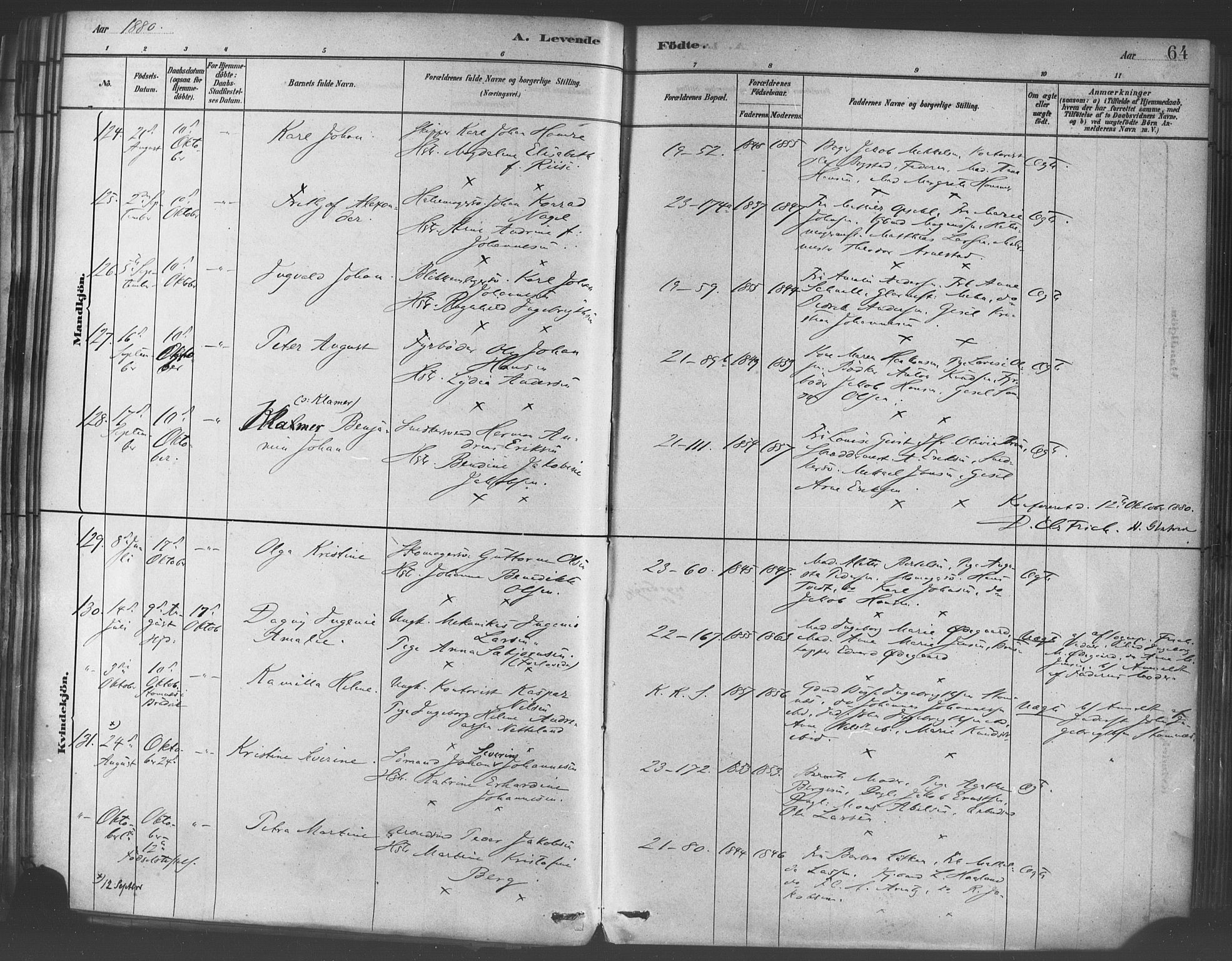 Korskirken sokneprestembete, SAB/A-76101/H/Haa/L0021: Ministerialbok nr. B 7, 1878-1889, s. 64