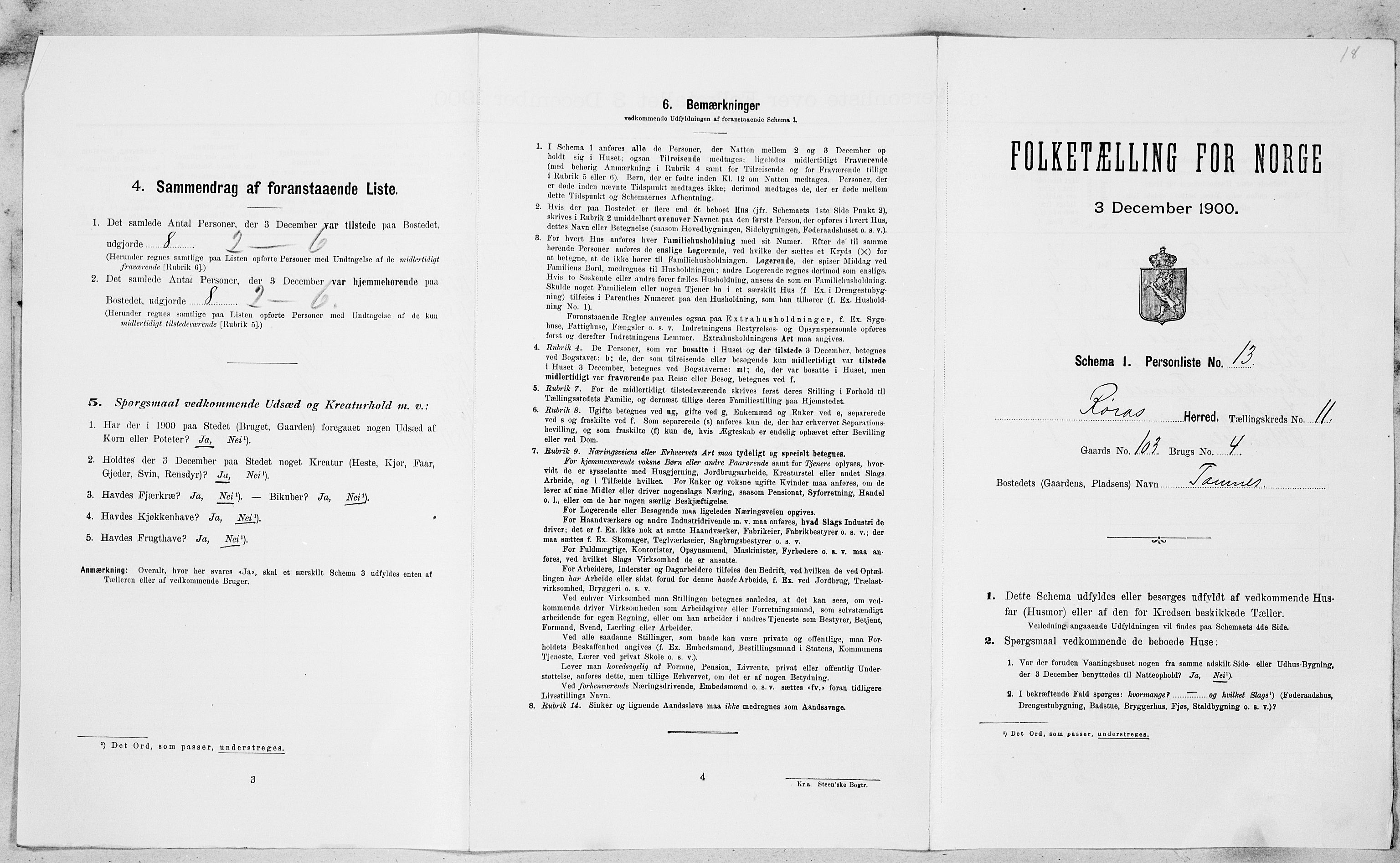 SAT, Folketelling 1900 for 1640 Røros herred, 1900, s. 1168