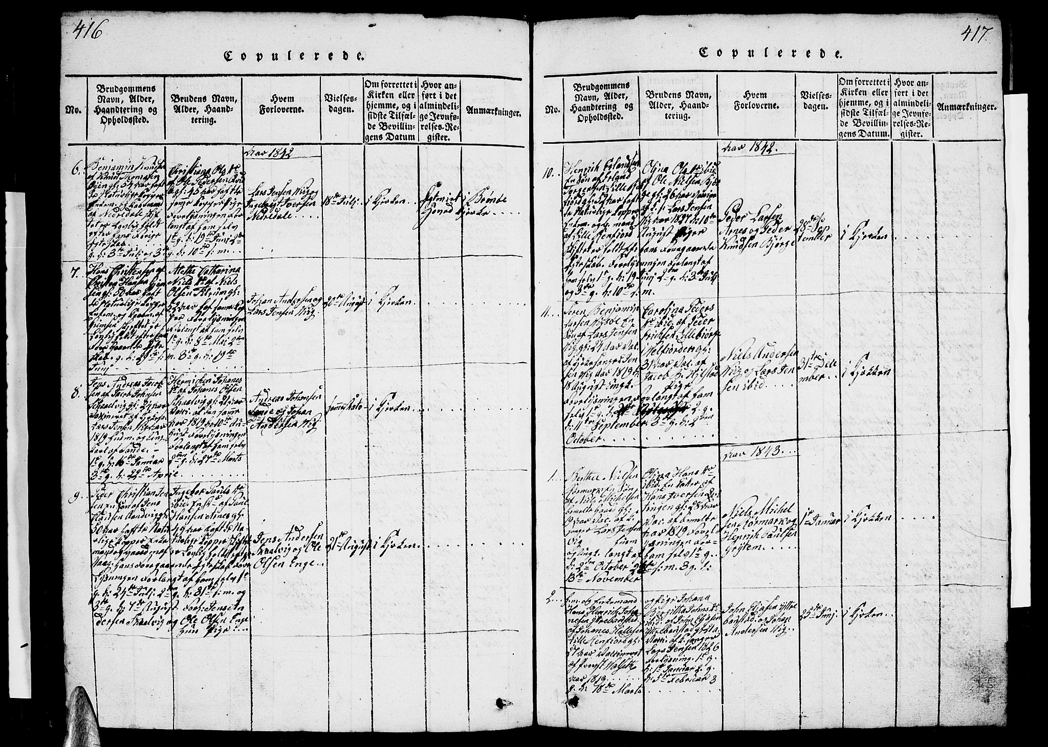 Ministerialprotokoller, klokkerbøker og fødselsregistre - Nordland, AV/SAT-A-1459/812/L0186: Klokkerbok nr. 812C04, 1820-1849, s. 416-417