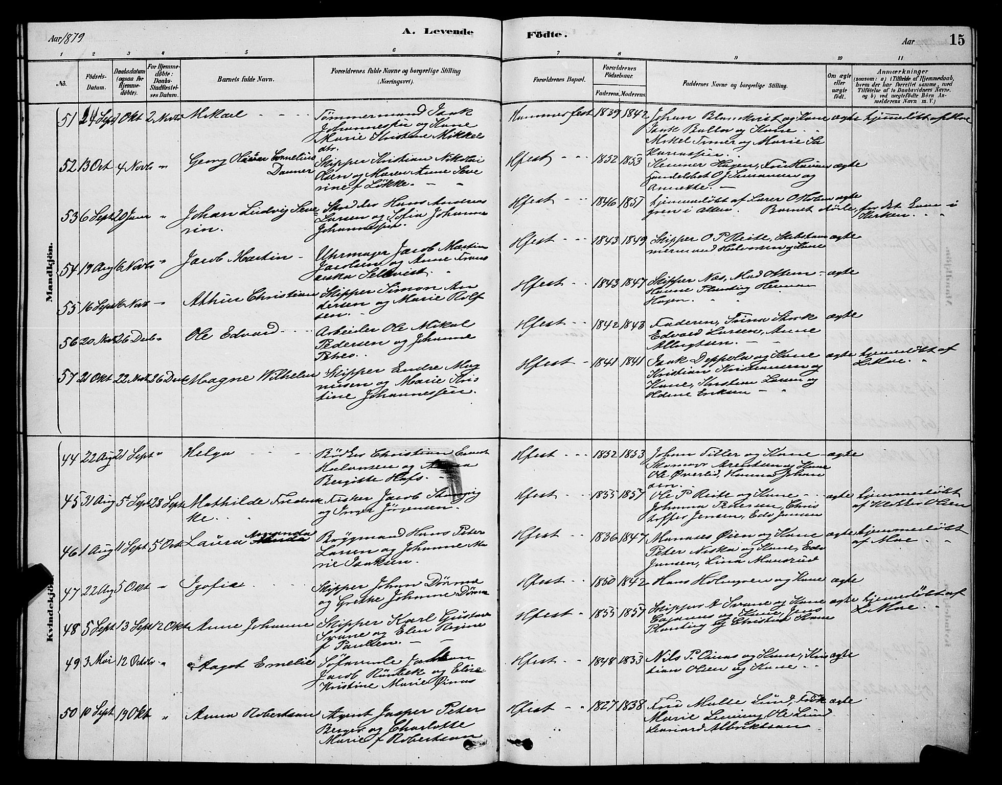 Hammerfest sokneprestkontor, AV/SATØ-S-1347/H/Hb/L0006.klokk: Klokkerbok nr. 6, 1876-1884, s. 15