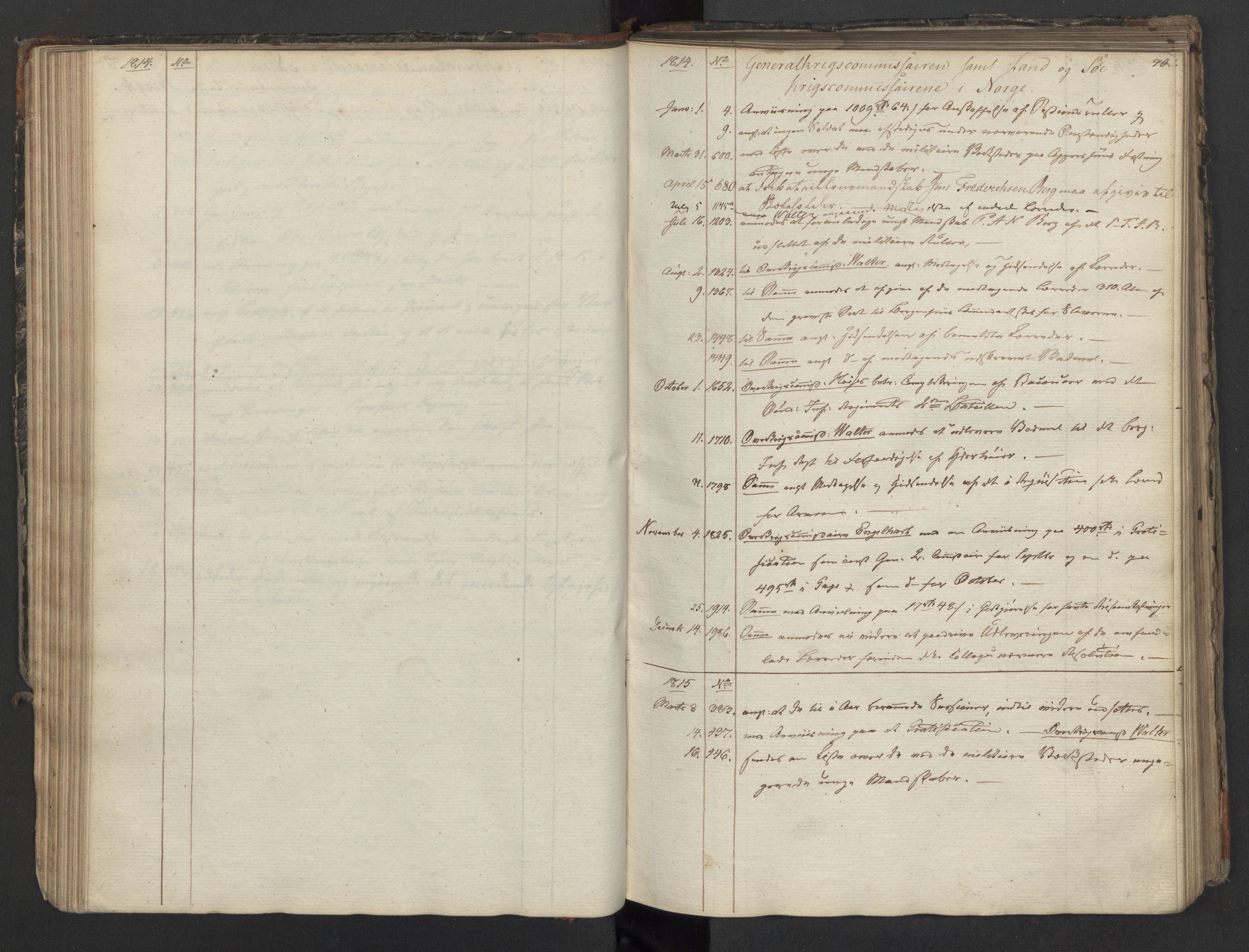 Generalitets- og kommissariatskollegiet, Det kongelige norske kommissariatskollegium, AV/RA-EA-5420/B/L0127b: Kommissariatskollegiets register over utgående brev, 1814-1815, s. 70