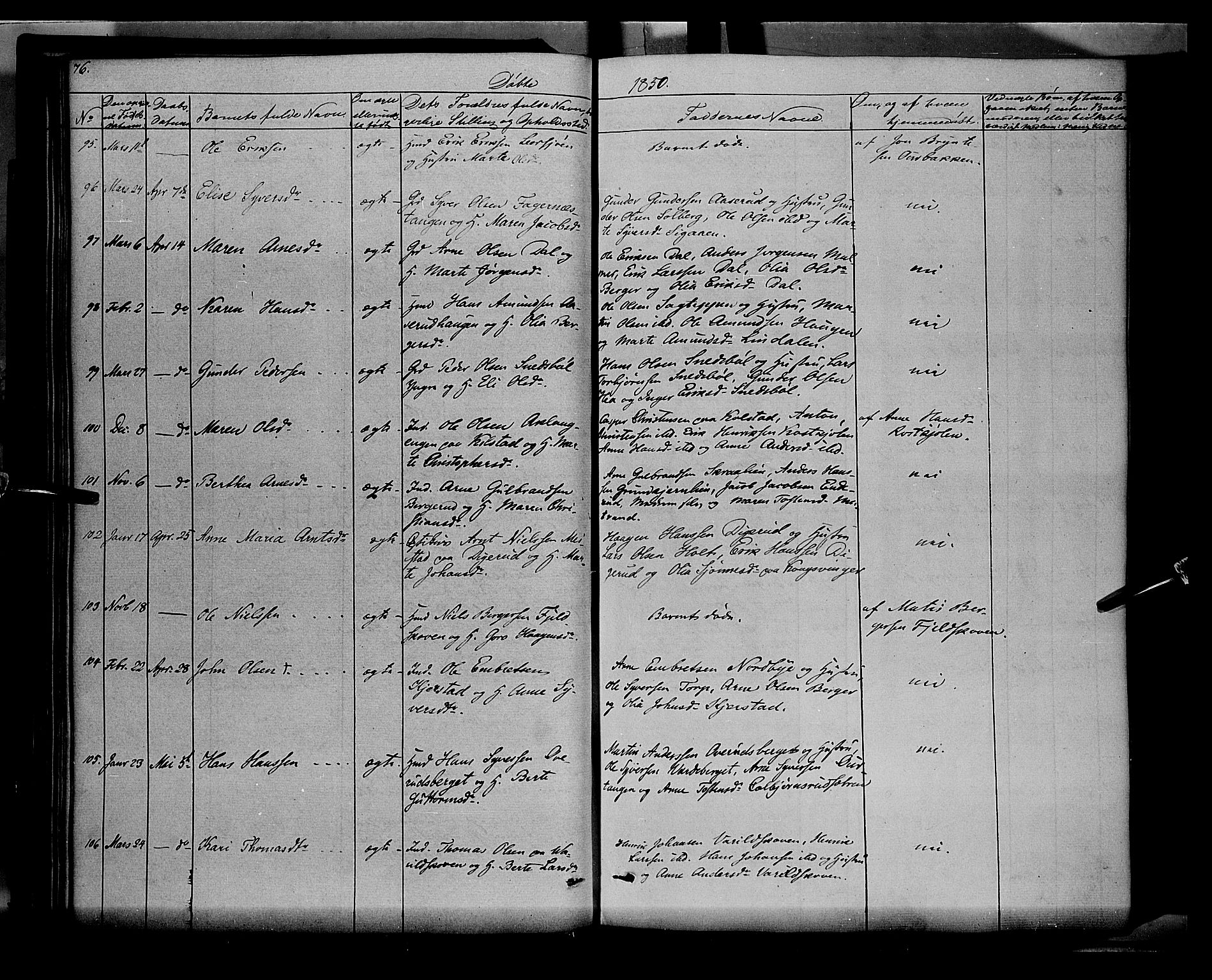 Vinger prestekontor, AV/SAH-PREST-024/H/Ha/Haa/L0009: Ministerialbok nr. 9, 1847-1855, s. 76