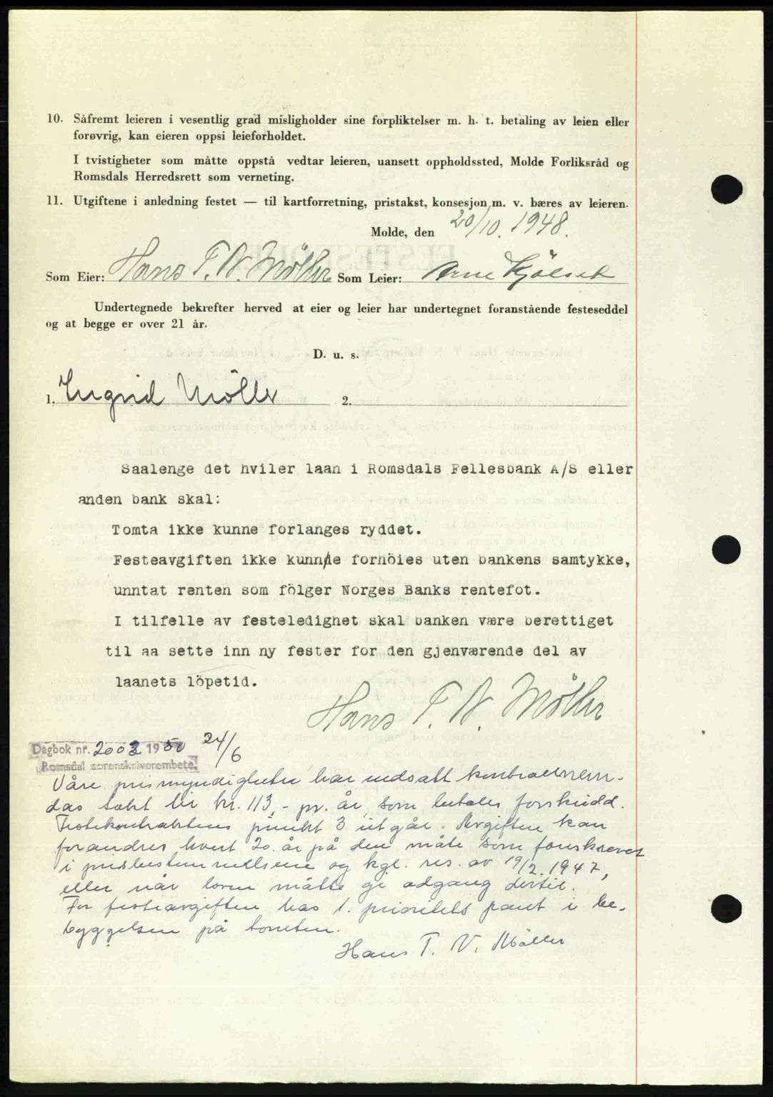 Romsdal sorenskriveri, AV/SAT-A-4149/1/2/2C: Pantebok nr. A27, 1948-1948, Dagboknr: 2749/1948