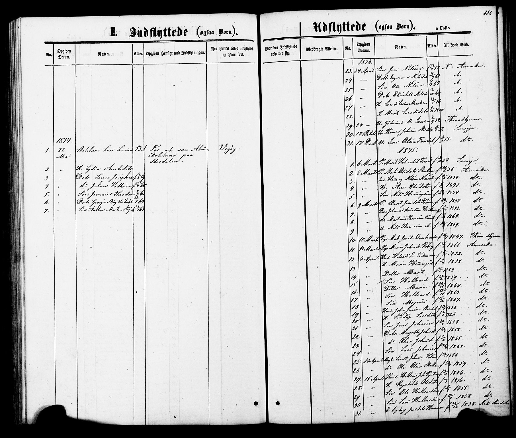 Ministerialprotokoller, klokkerbøker og fødselsregistre - Nord-Trøndelag, SAT/A-1458/706/L0049: Klokkerbok nr. 706C01, 1864-1895, s. 256