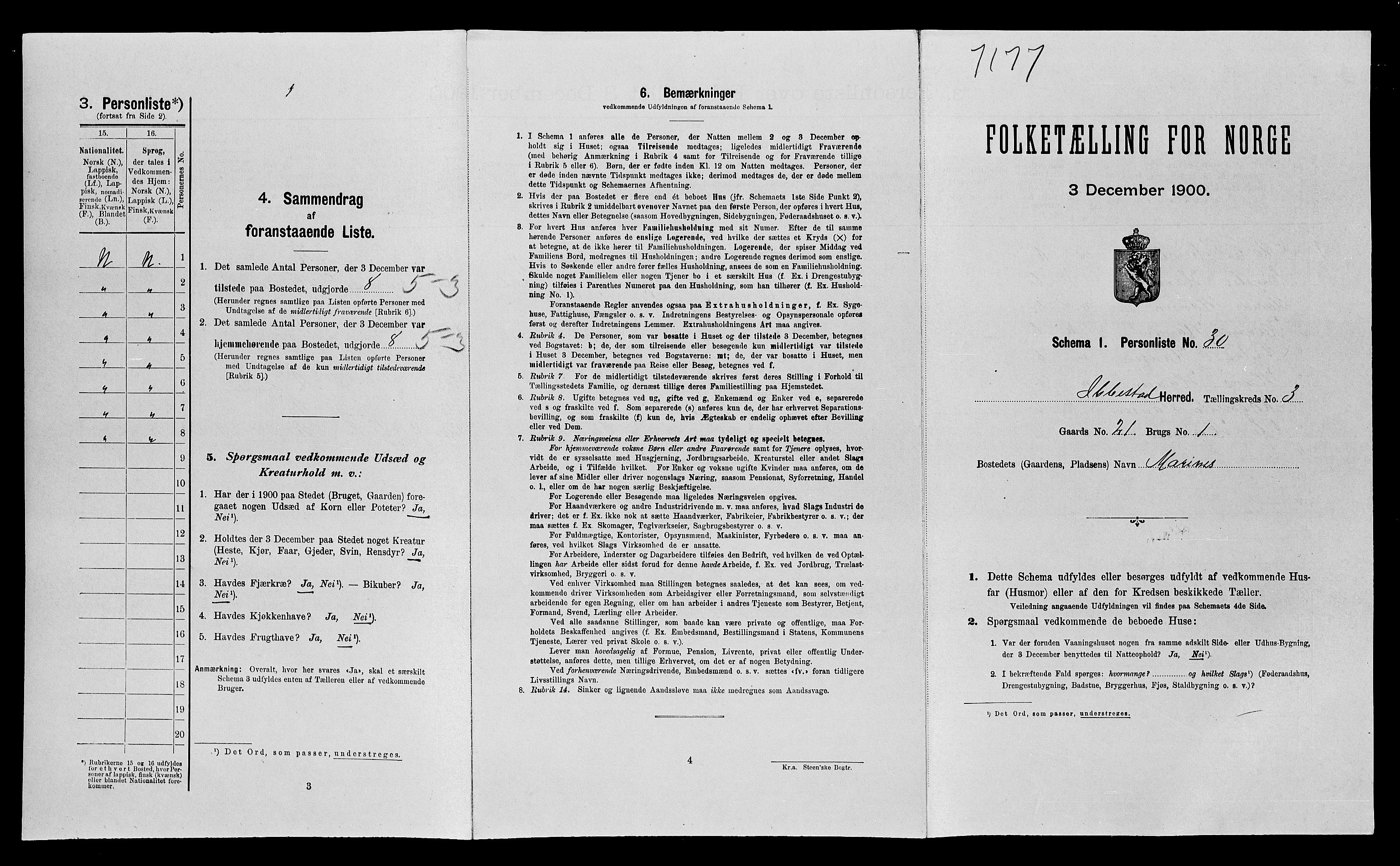 SATØ, Folketelling 1900 for 1917 Ibestad herred, 1900, s. 520