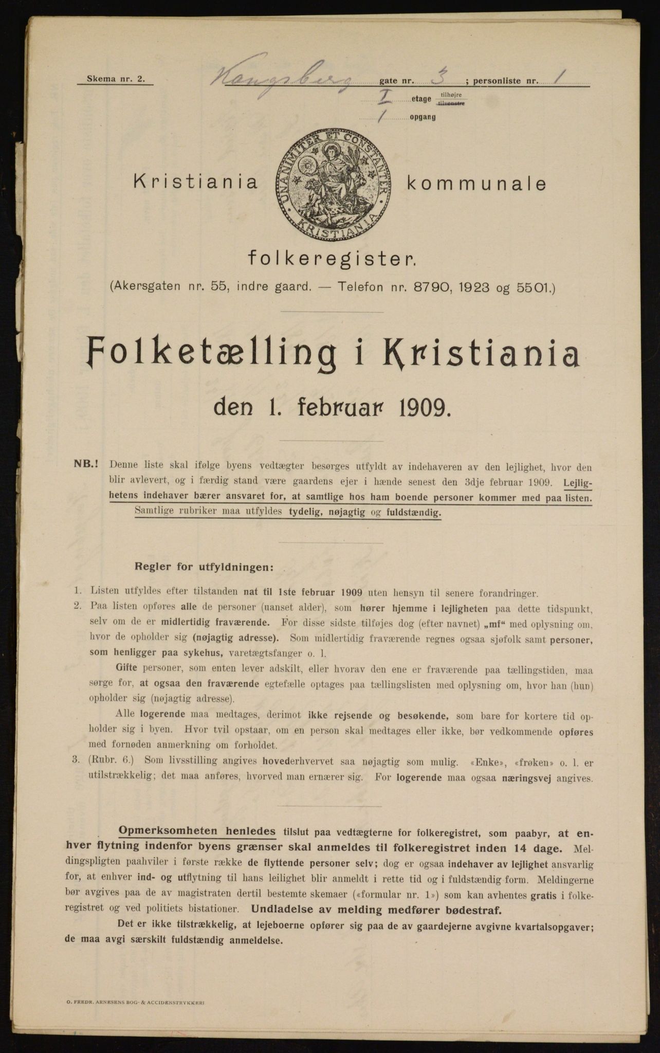 OBA, Kommunal folketelling 1.2.1909 for Kristiania kjøpstad, 1909, s. 48340