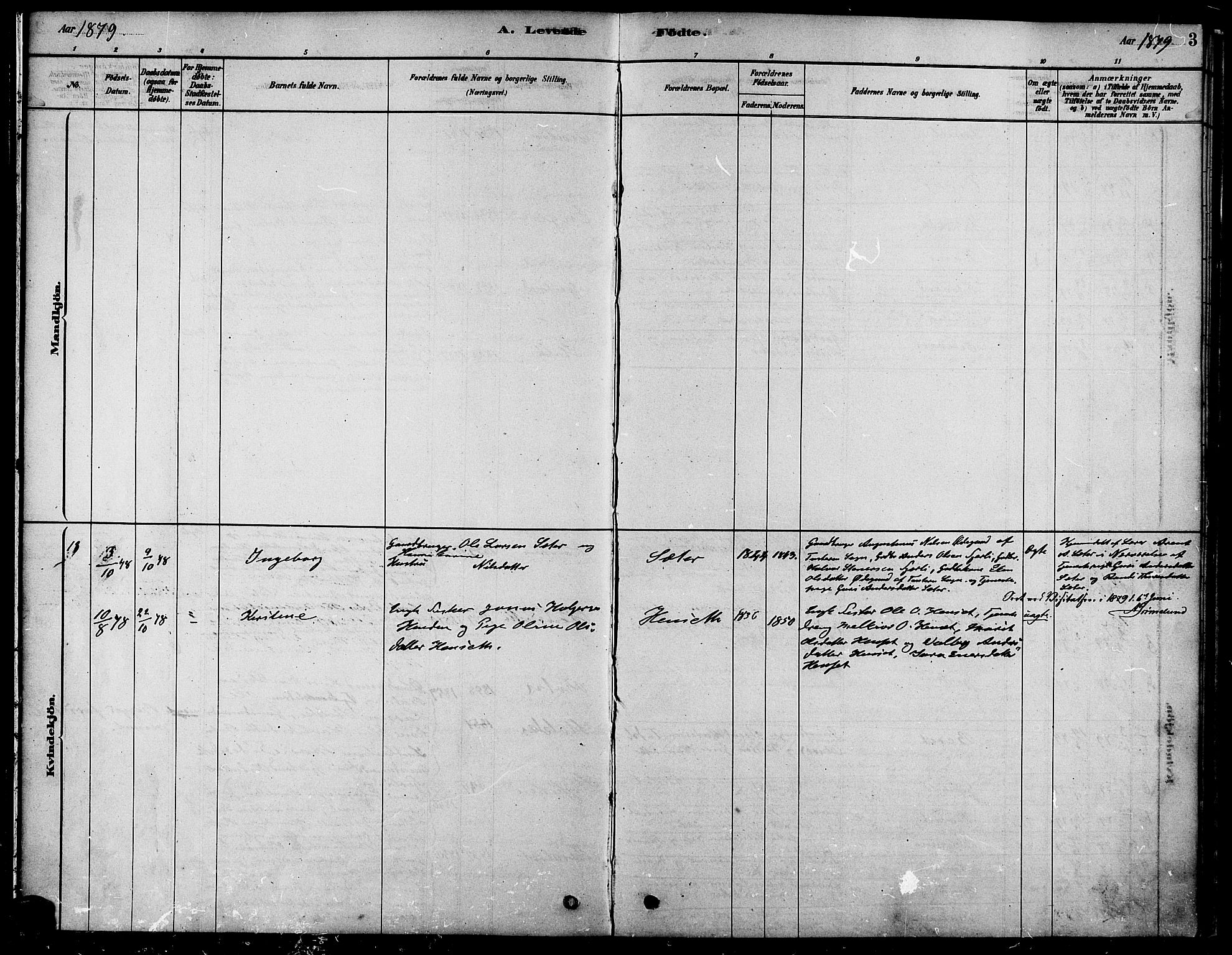 Ministerialprotokoller, klokkerbøker og fødselsregistre - Møre og Romsdal, SAT/A-1454/580/L0924: Ministerialbok nr. 580A01, 1878-1887, s. 3