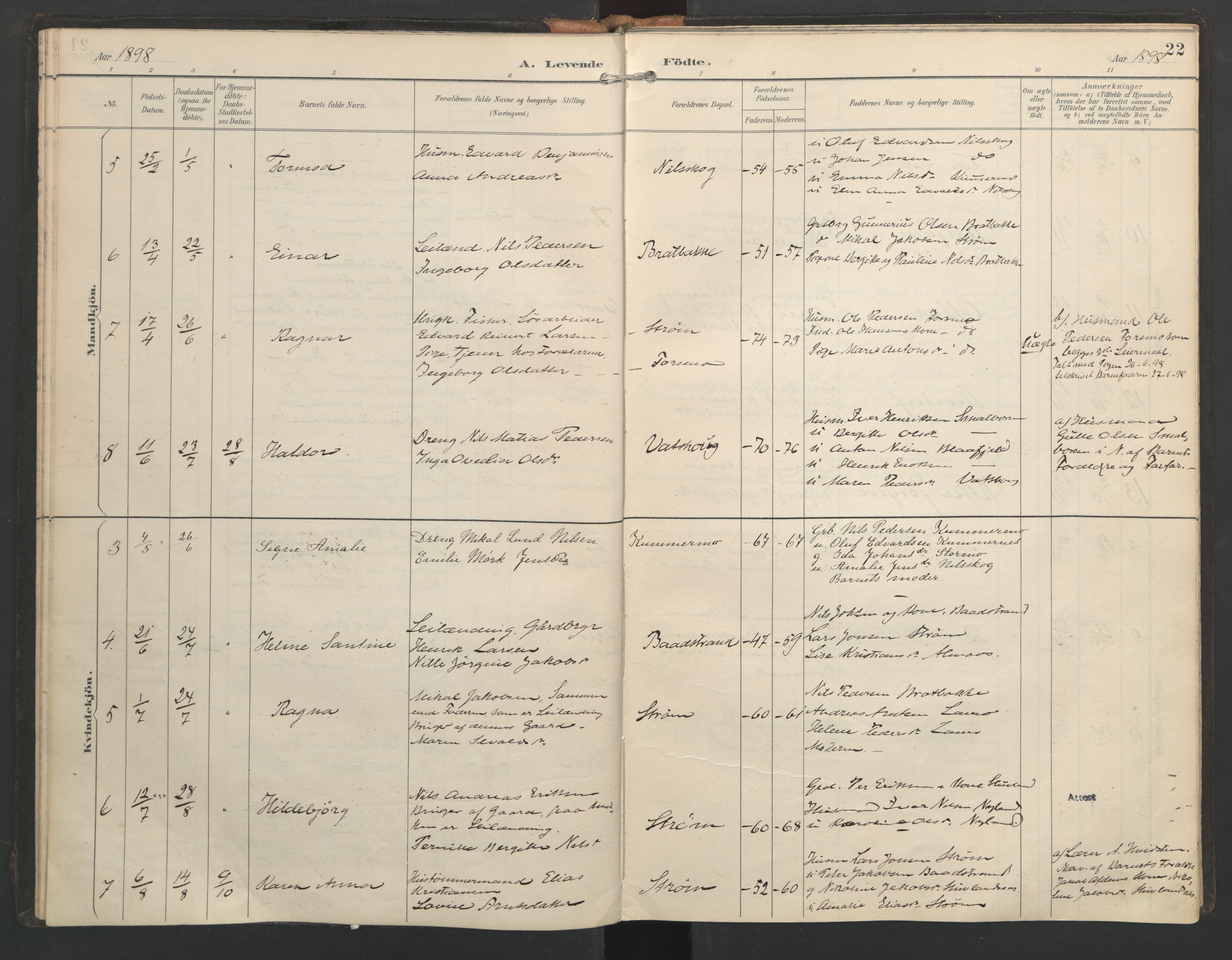 Ministerialprotokoller, klokkerbøker og fødselsregistre - Nordland, AV/SAT-A-1459/821/L0317: Ministerialbok nr. 821A01, 1892-1907, s. 22