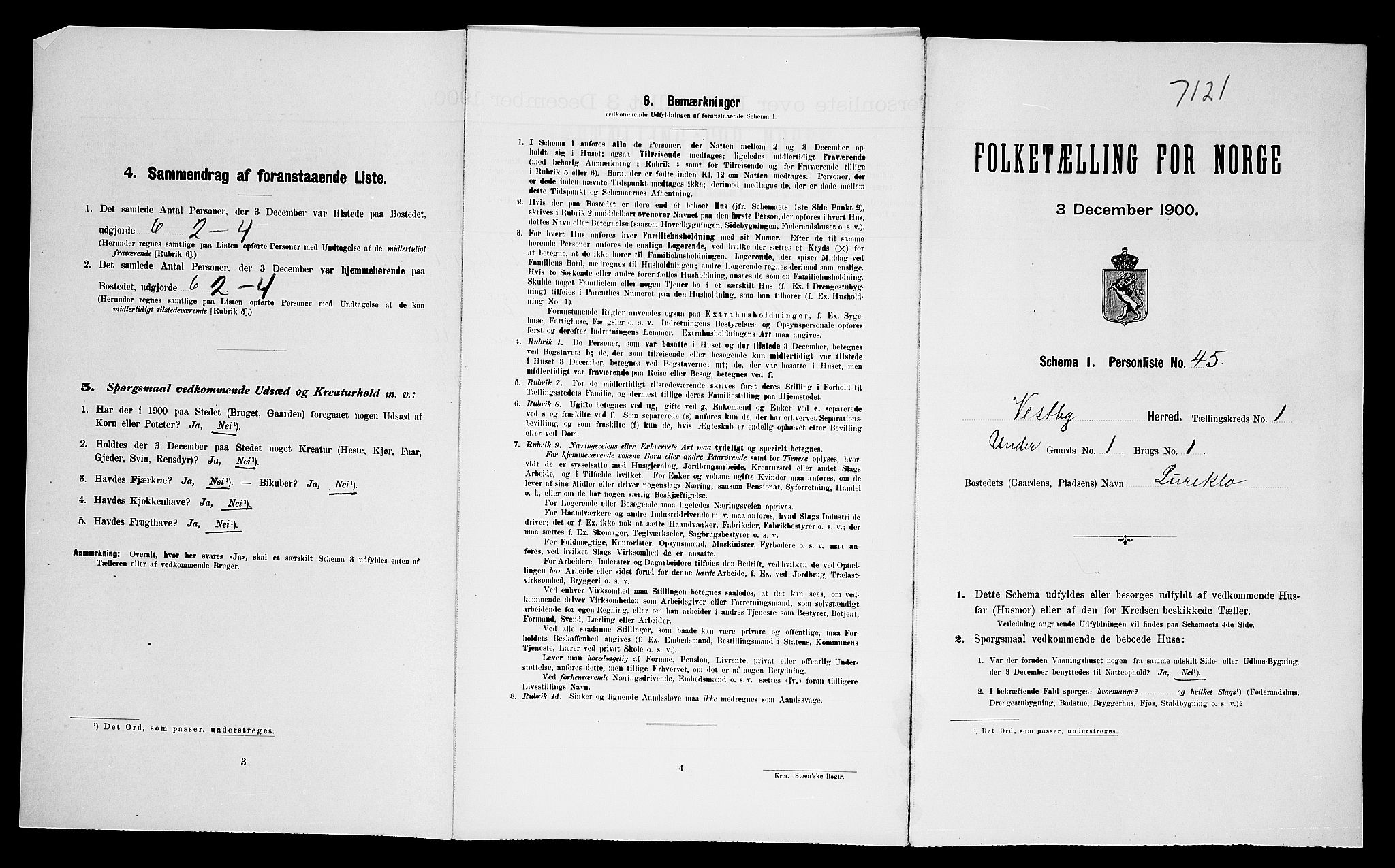 SAO, Folketelling 1900 for 0211 Vestby herred, 1900