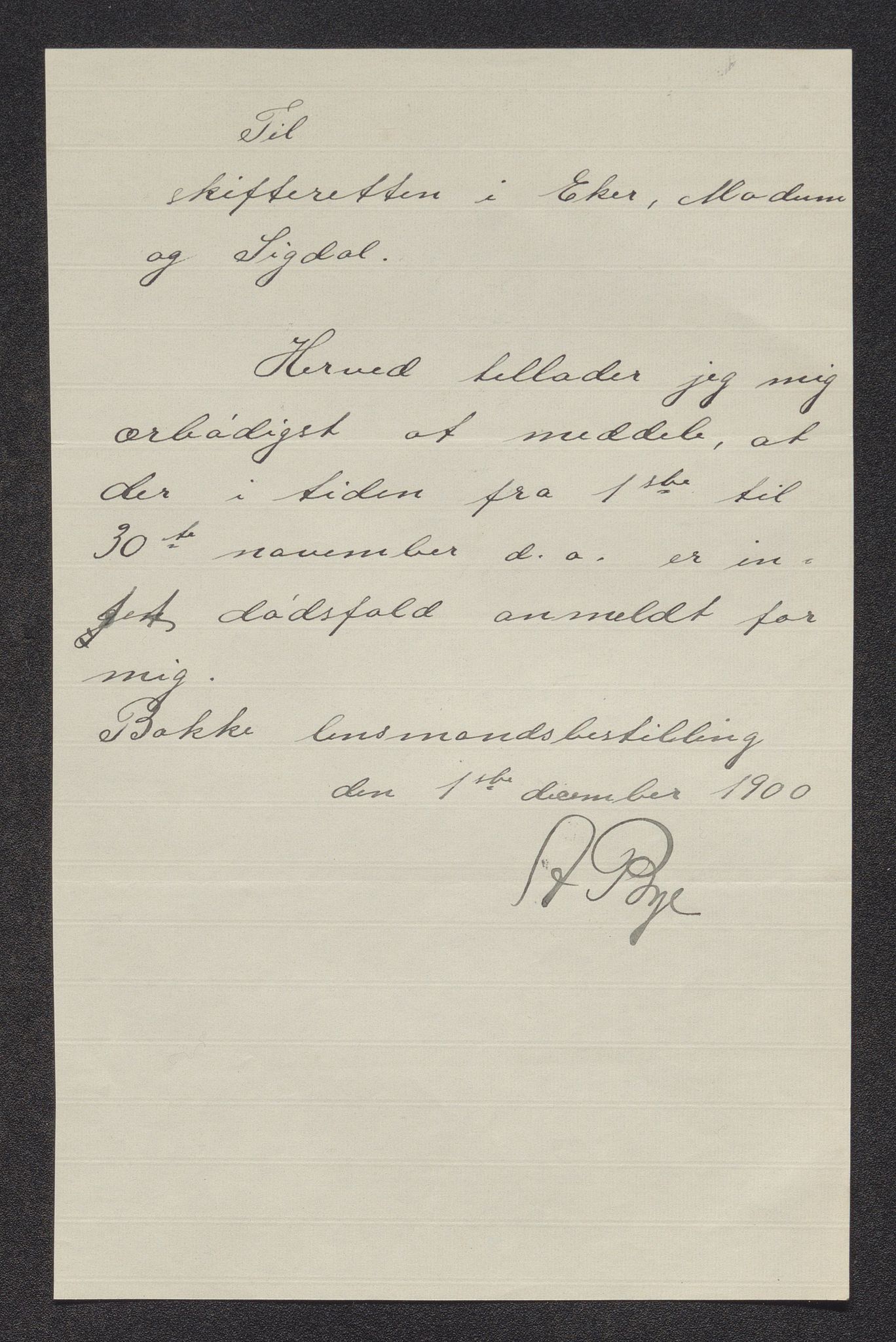 Eiker, Modum og Sigdal sorenskriveri, AV/SAKO-A-123/H/Ha/Hab/L0027: Dødsfallsmeldinger, 1900, s. 155