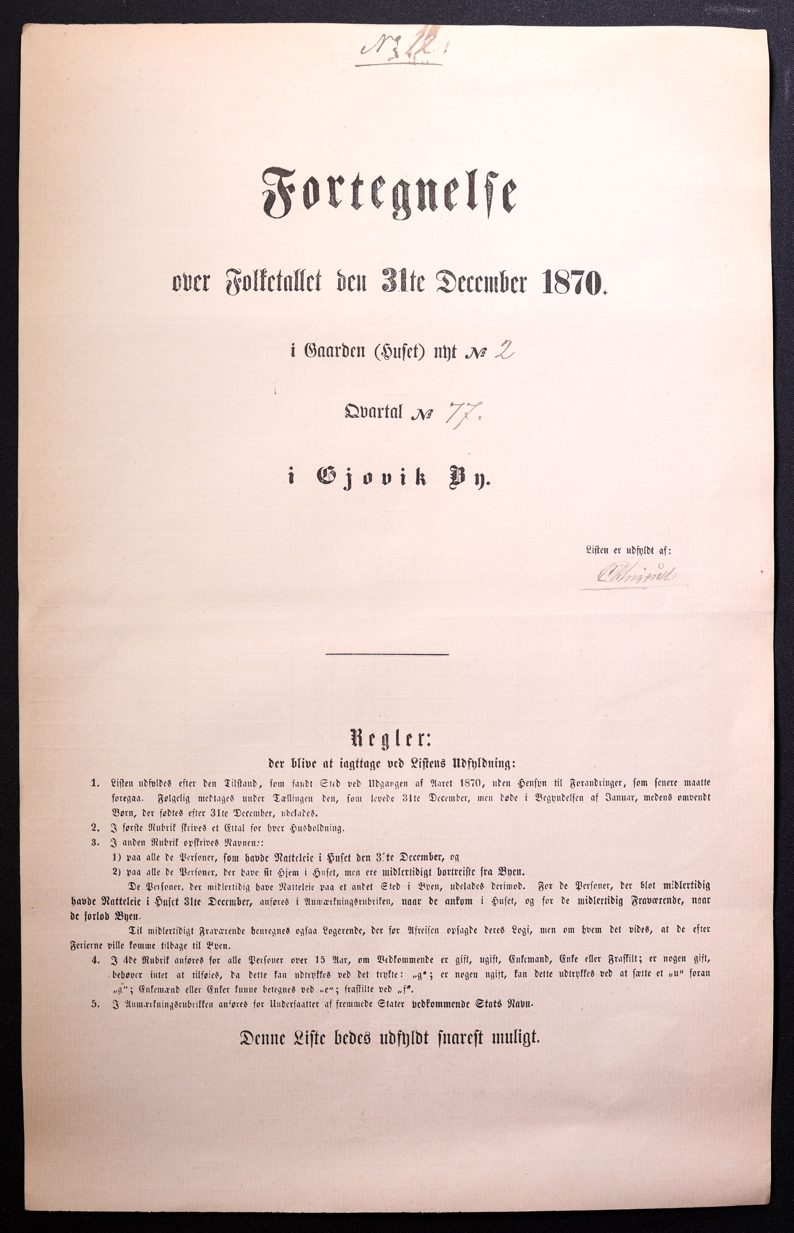 RA, Folketelling 1870 for 0502 Gjøvik kjøpstad, 1870, s. 12