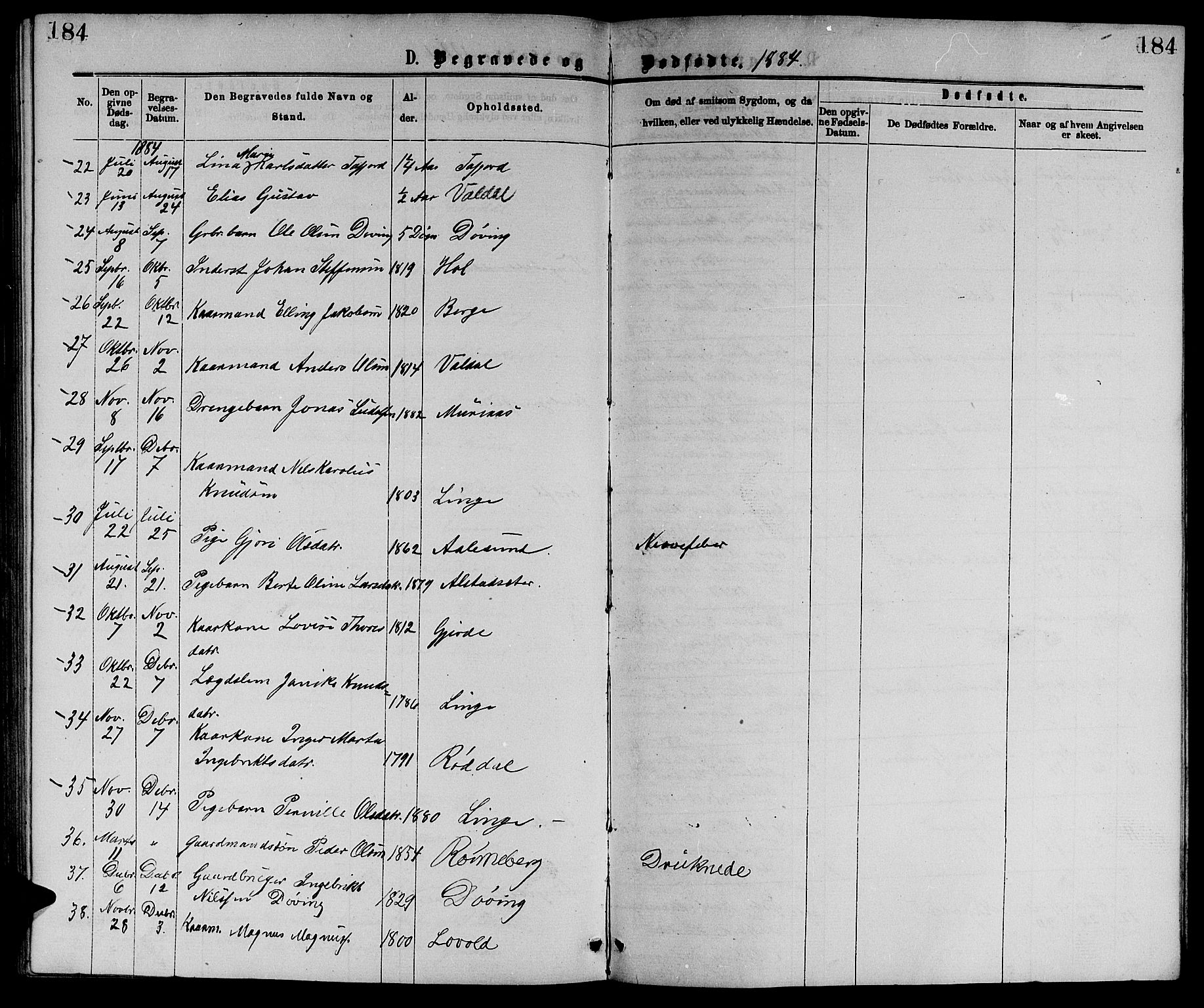 Ministerialprotokoller, klokkerbøker og fødselsregistre - Møre og Romsdal, SAT/A-1454/519/L0262: Klokkerbok nr. 519C03, 1866-1884, s. 184