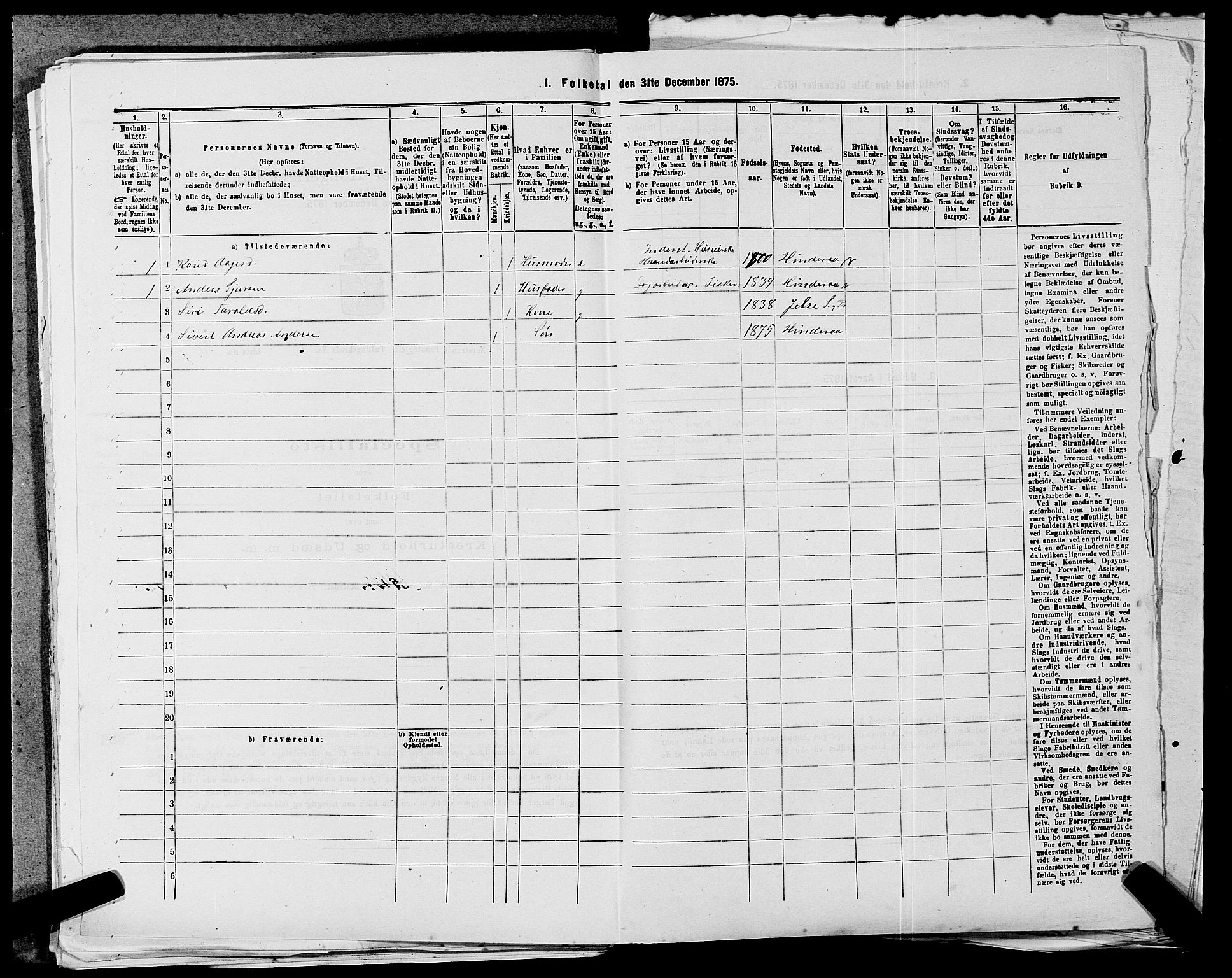 SAST, Folketelling 1875 for 1139P Nedstrand prestegjeld, 1875, s. 437