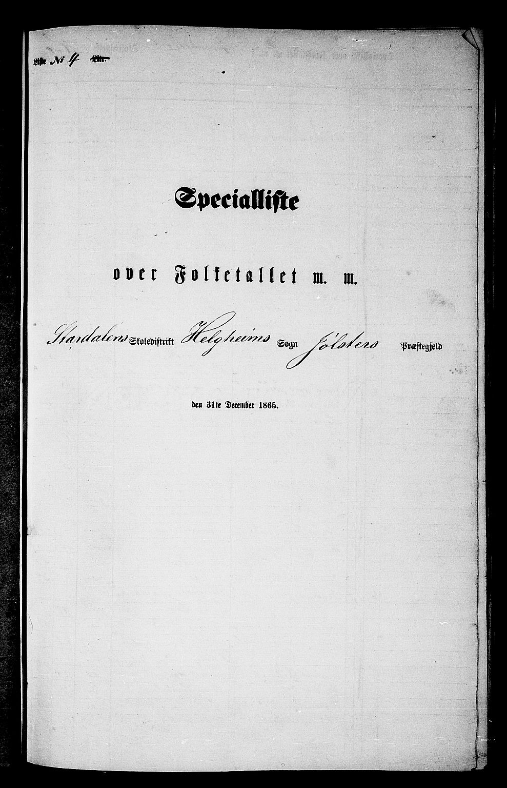 RA, Folketelling 1865 for 1431P Jølster prestegjeld, 1865, s. 46