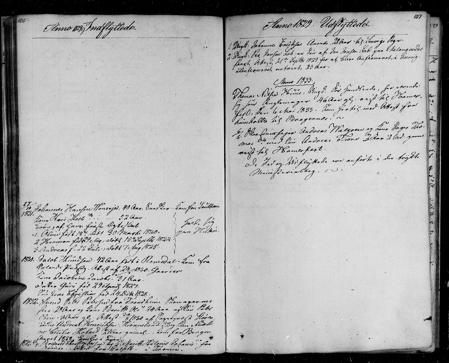 Tromsø sokneprestkontor/stiftsprosti/domprosti, AV/SATØ-S-1343/G/Ga/L0008kirke: Ministerialbok nr. 8, 1829-1837, s. 106-107