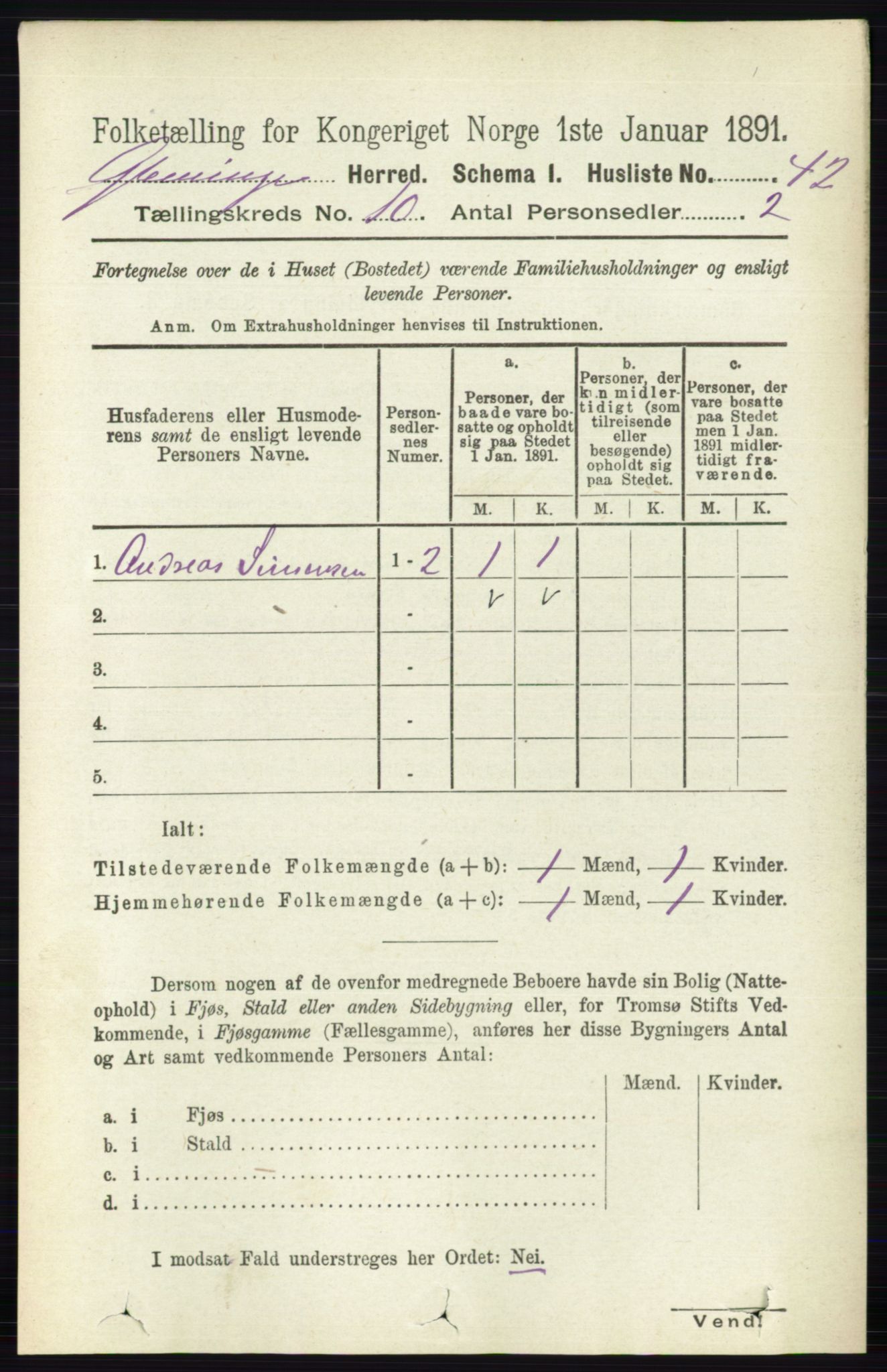 RA, Folketelling 1891 for 0132 Glemmen herred, 1891, s. 9942