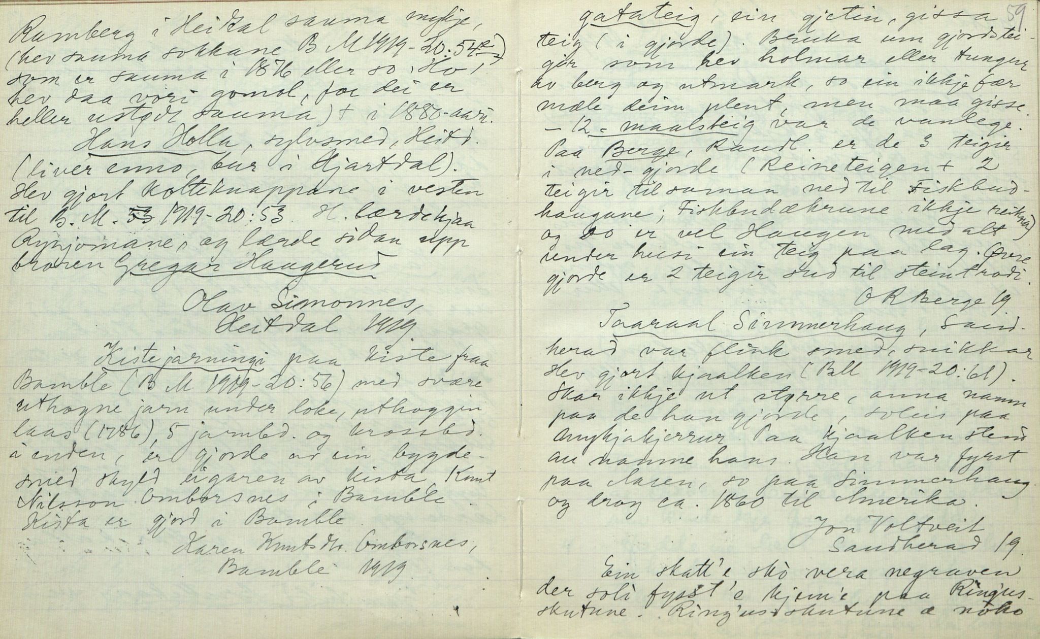 Rikard Berge, TEMU/TGM-A-1003/F/L0007/0034: 251-299 / 284 Oppskrifter frå Rauland, Åmotsdal, Tørdal, Mo, 1917-1918, s. 58-59