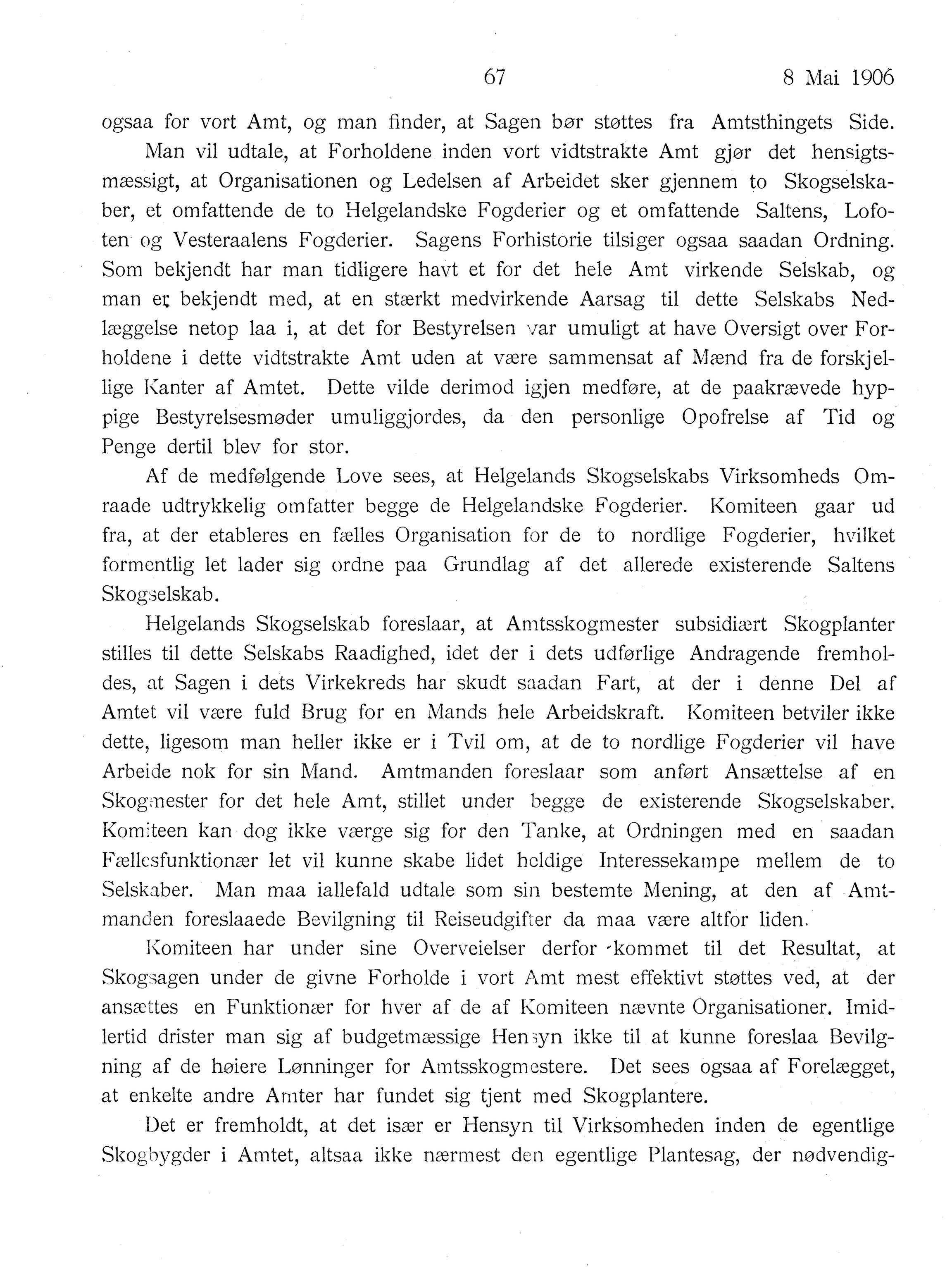 Nordland Fylkeskommune. Fylkestinget, AIN/NFK-17/176/A/Ac/L0029: Fylkestingsforhandlinger 1906, 1906