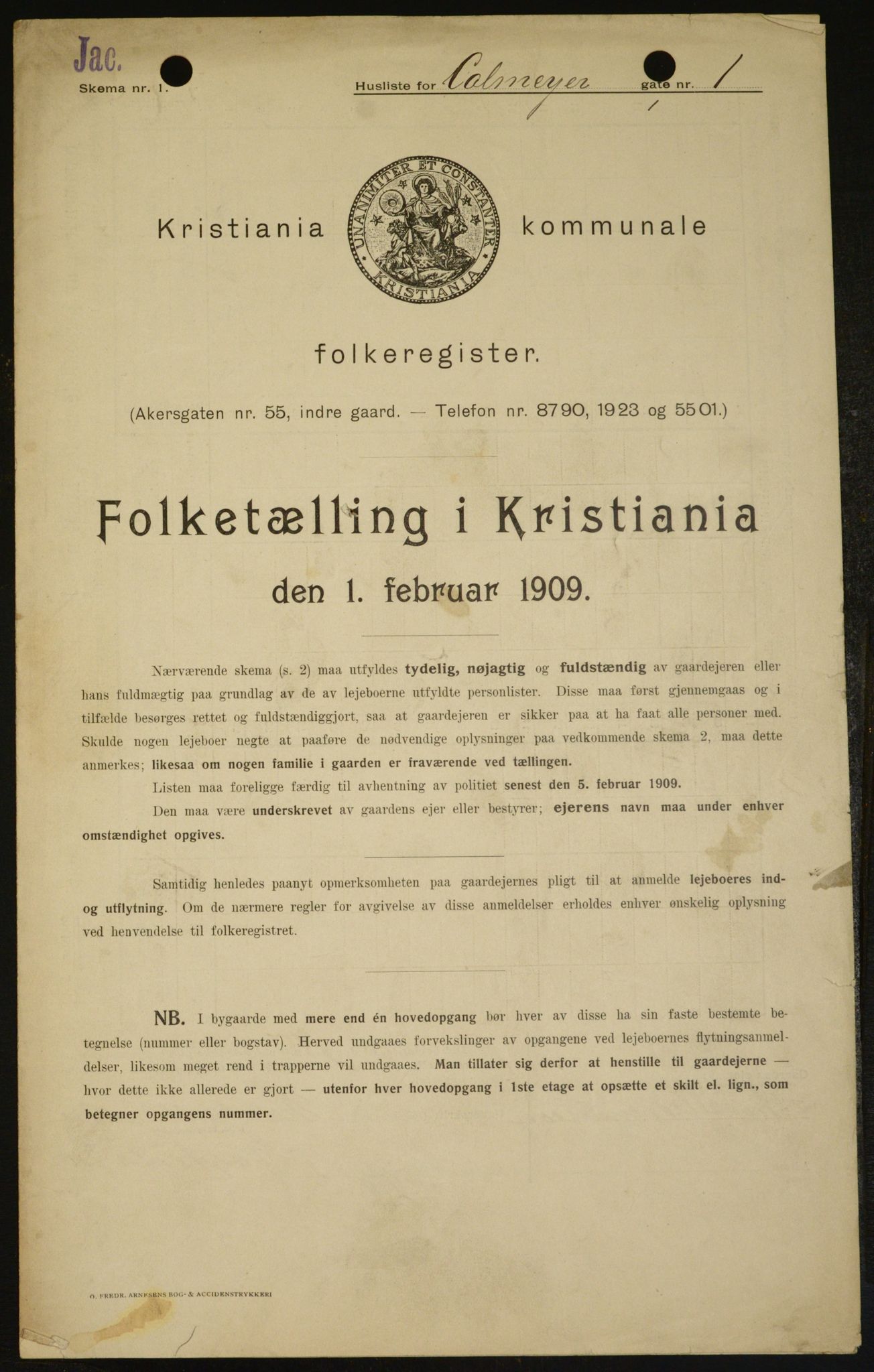 OBA, Kommunal folketelling 1.2.1909 for Kristiania kjøpstad, 1909, s. 10219