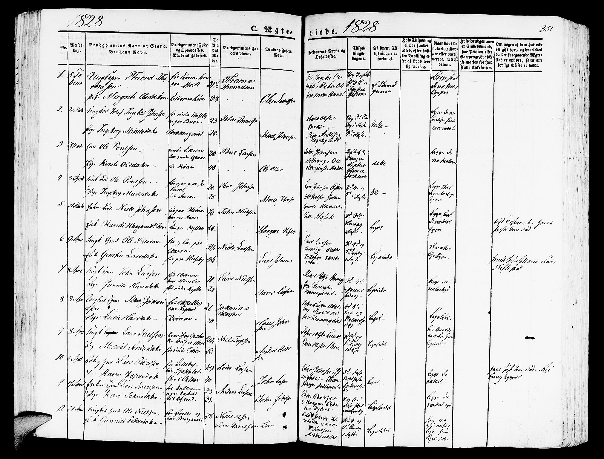 Ministerialprotokoller, klokkerbøker og fødselsregistre - Nord-Trøndelag, AV/SAT-A-1458/709/L0070: Ministerialbok nr. 709A10, 1820-1832, s. 351