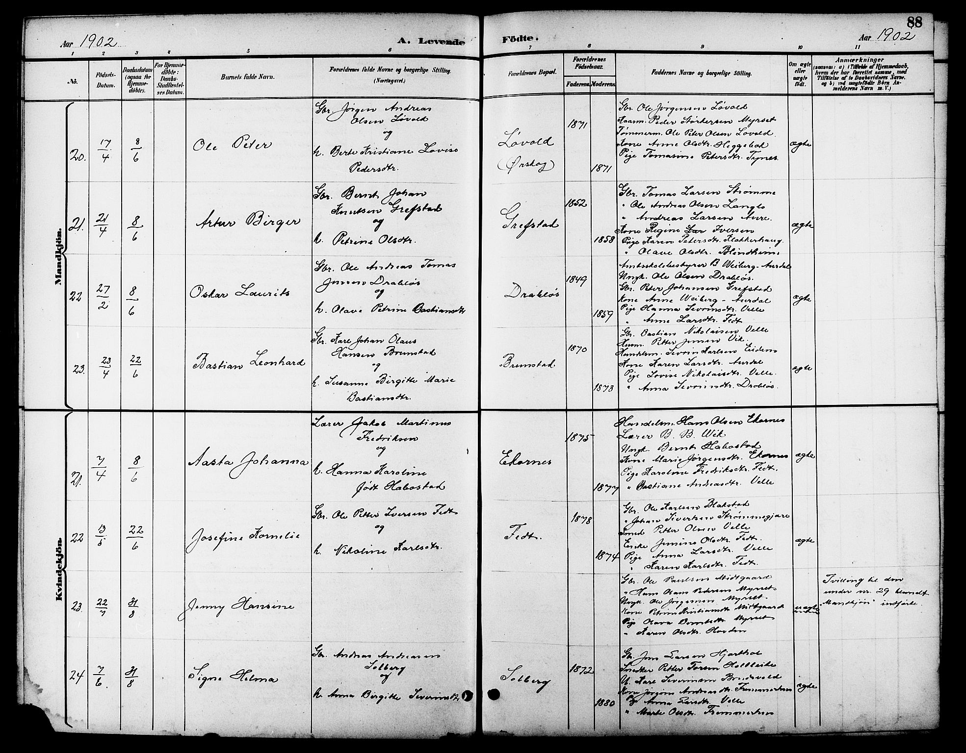 Ministerialprotokoller, klokkerbøker og fødselsregistre - Møre og Romsdal, AV/SAT-A-1454/523/L0340: Klokkerbok nr. 523C03, 1892-1902, s. 88