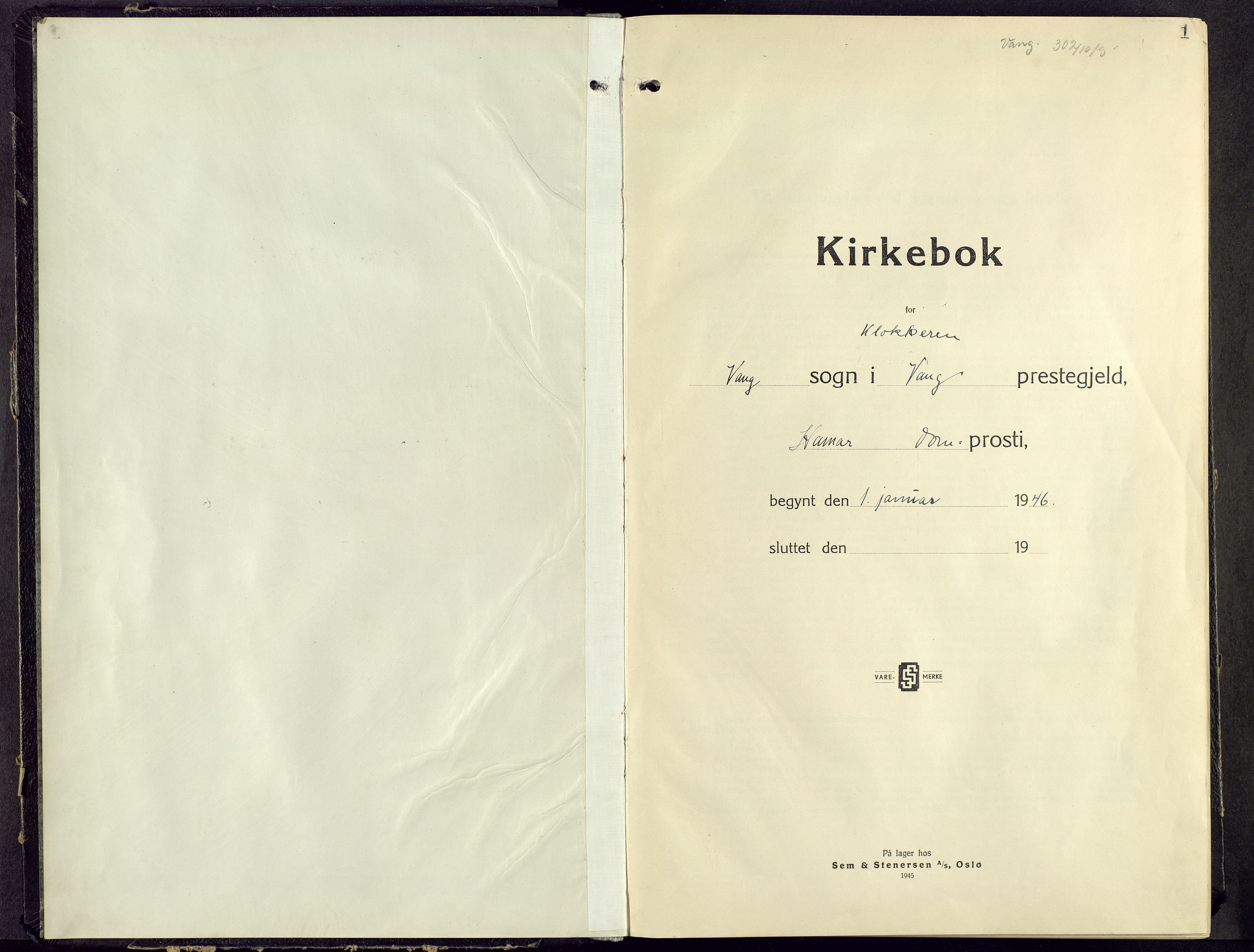 Vang prestekontor, Hedmark, AV/SAH-PREST-008/H/Ha/Hab/L0017: Klokkerbok nr. 17, 1946-1962, s. 1