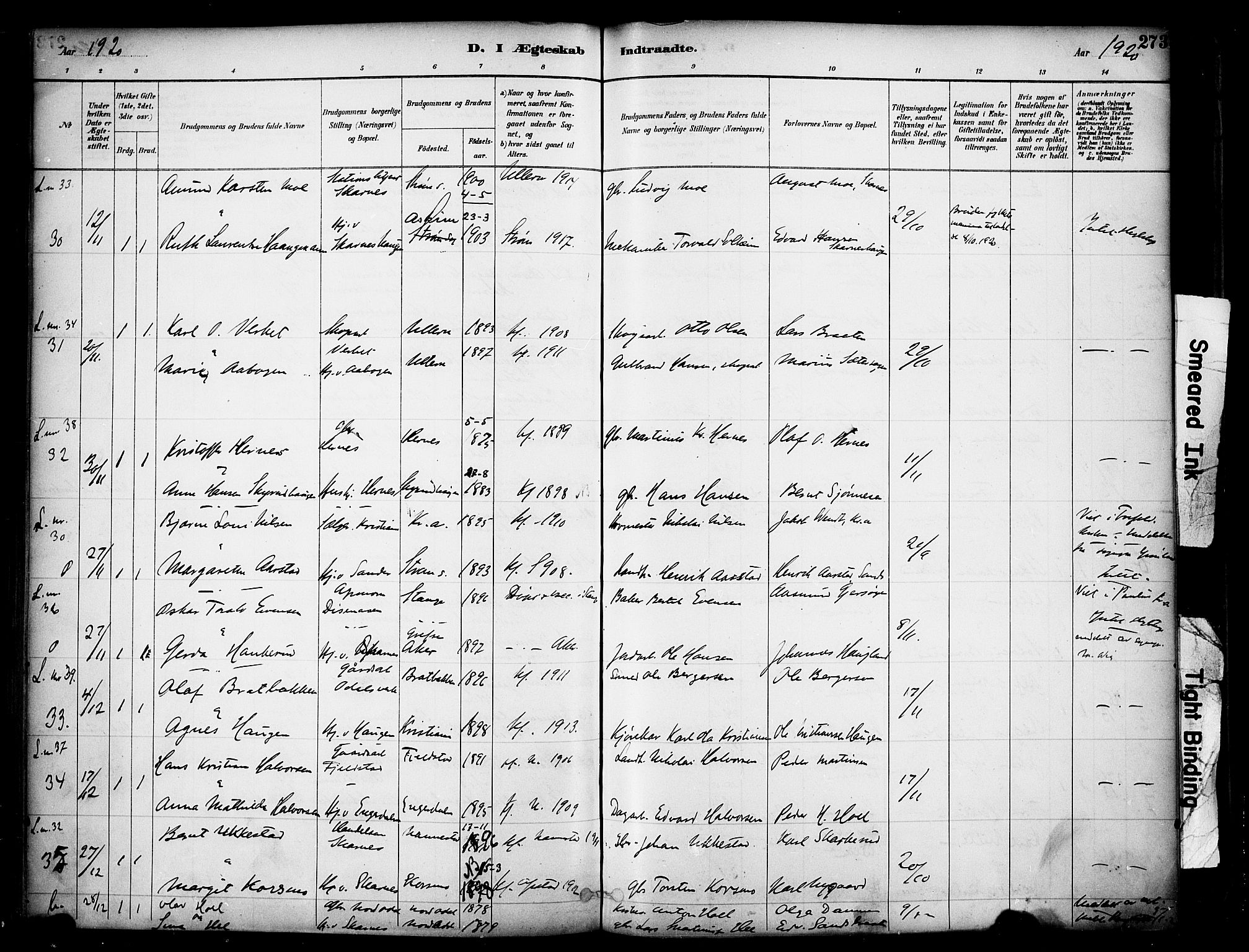 Sør-Odal prestekontor, AV/SAH-PREST-030/H/Ha/Haa/L0007: Ministerialbok nr. 7, 1886-1925, s. 273