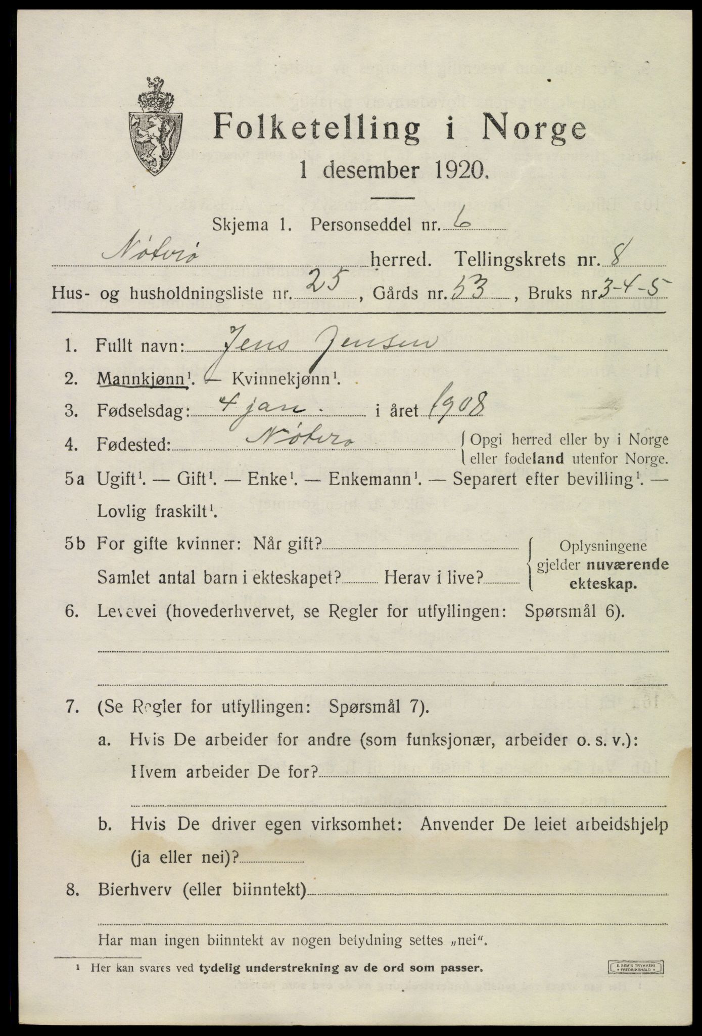 SAKO, Folketelling 1920 for 0722 Nøtterøy herred, 1920, s. 10667