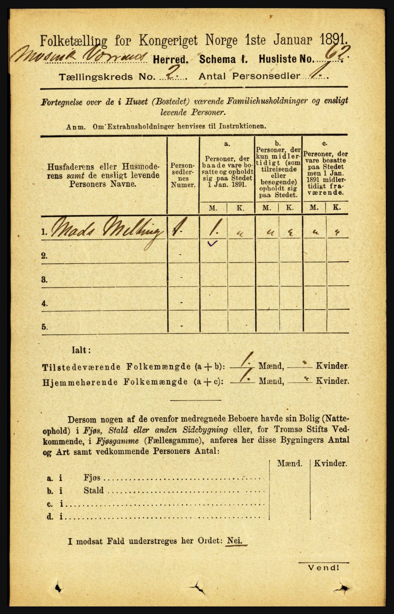 RA, Folketelling 1891 for 1723 Mosvik og Verran herred, 1891, s. 483